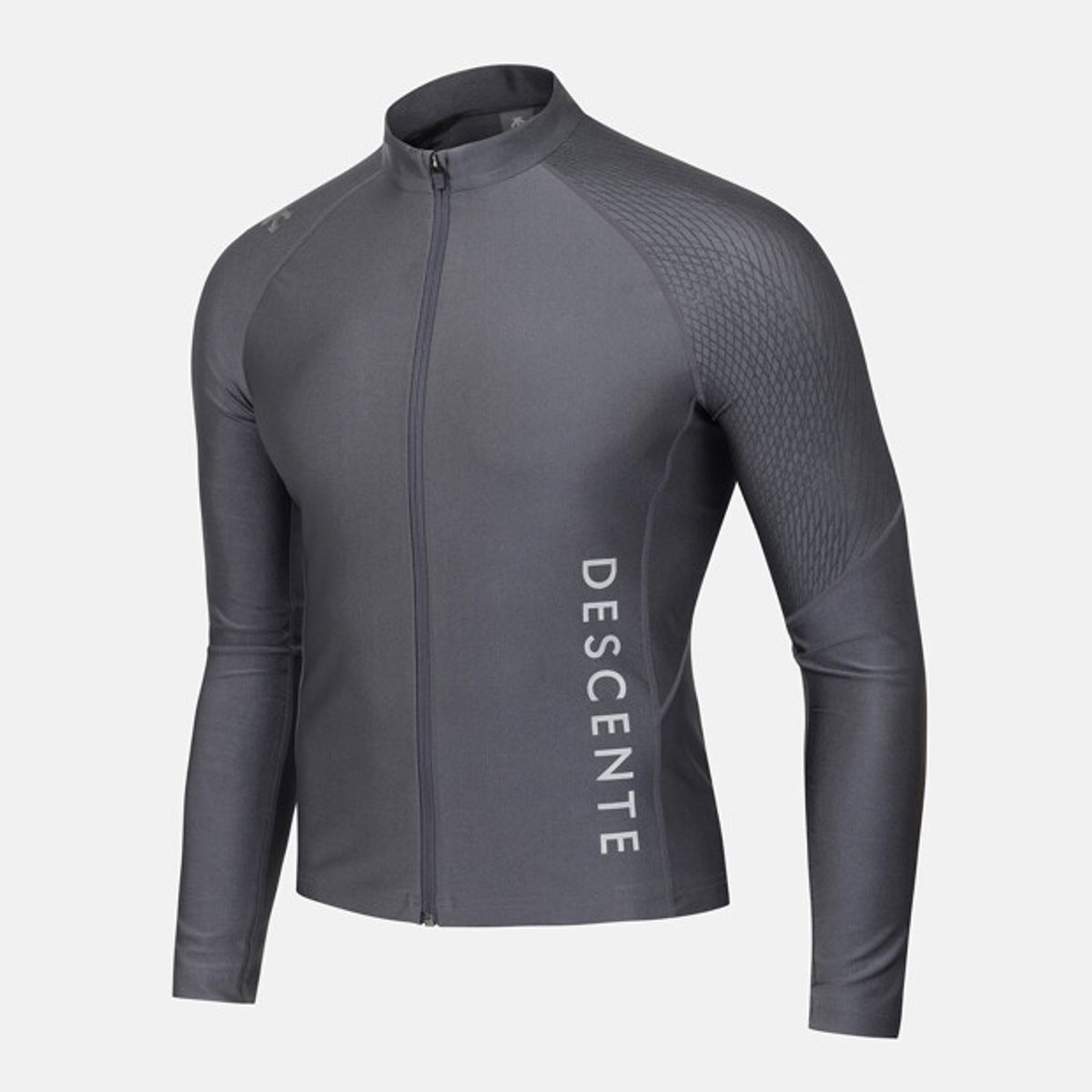 데상트(DESCENTE) 워딩 긴팔 래쉬가드 집업 자켓 다크 실버 SR223EKT51