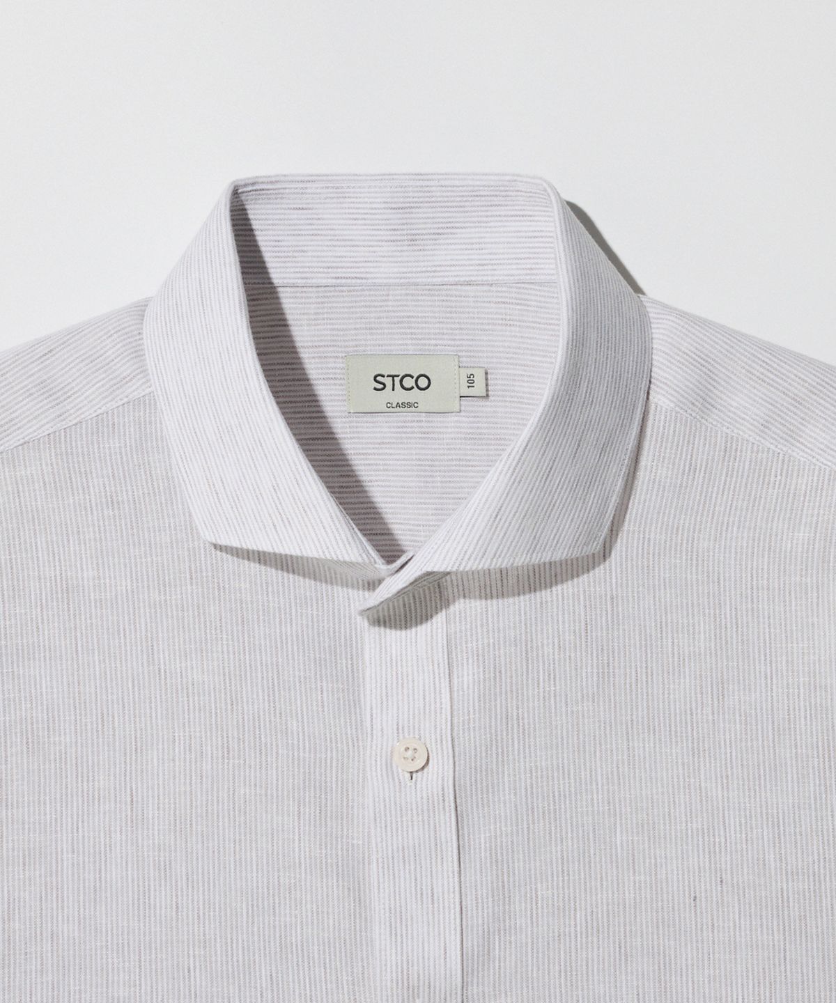 에스티코(STCO) 린넨 혼방 스트라이프 셔츠_라이트 그레이 (클래식핏)_SDSXA58CT0