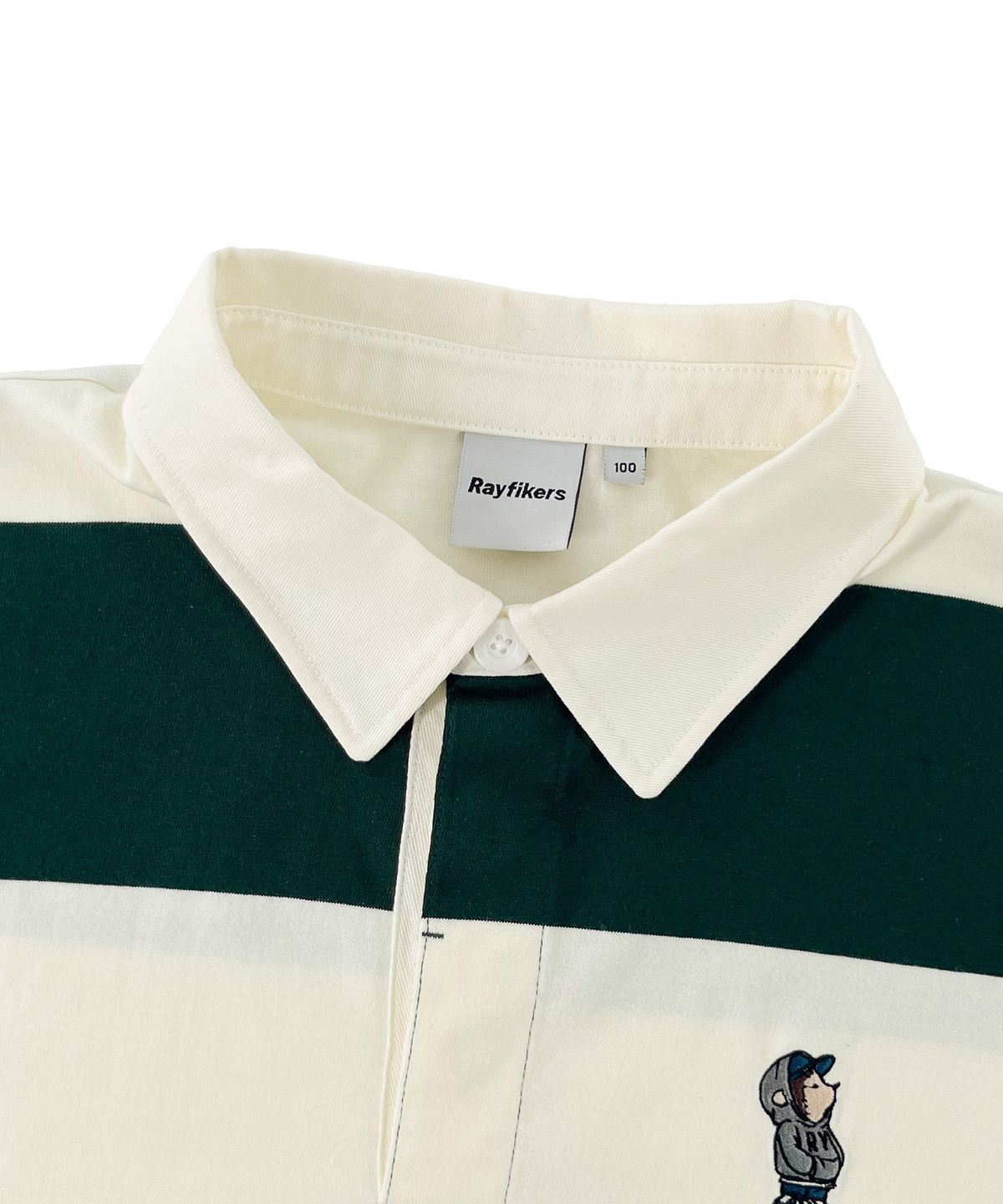 레이피커스(RAYFIKERS) 스트라이프 스몰 엠브로이더드 카라티 MQ2TU275_DARK GREEN