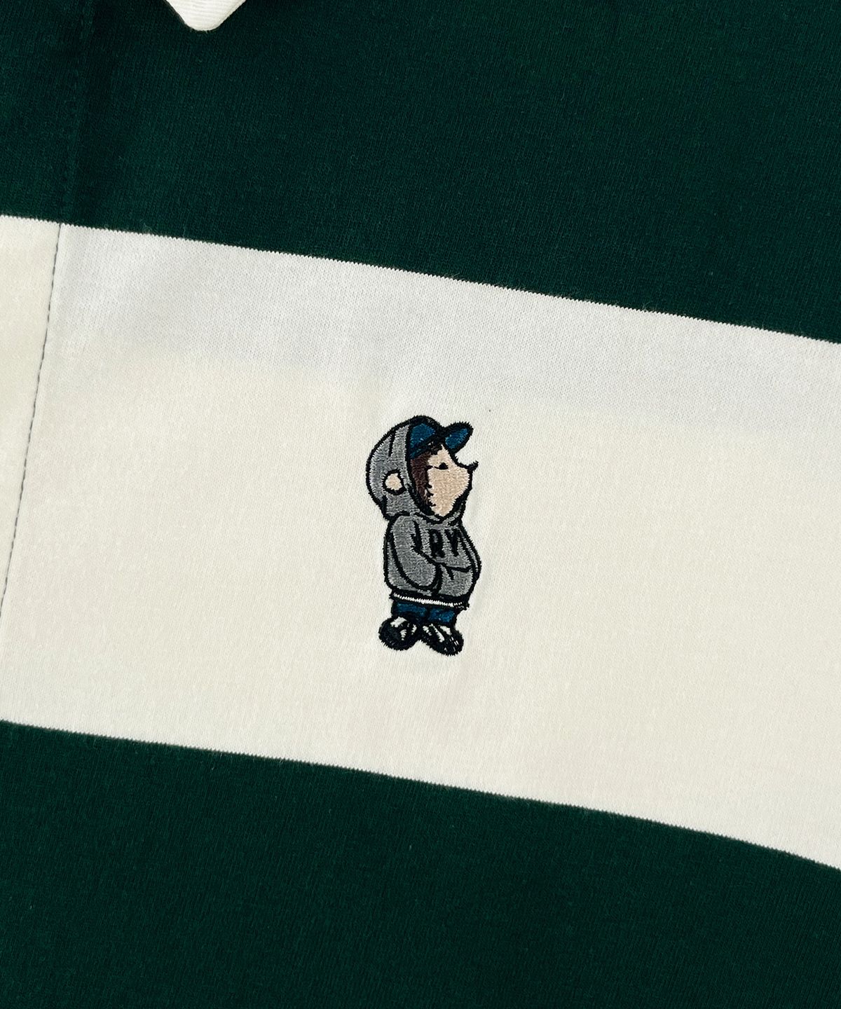 레이피커스(RAYFIKERS) 스트라이프 스몰 엠브로이더드 카라티 MQ2TU275_DARK GREEN