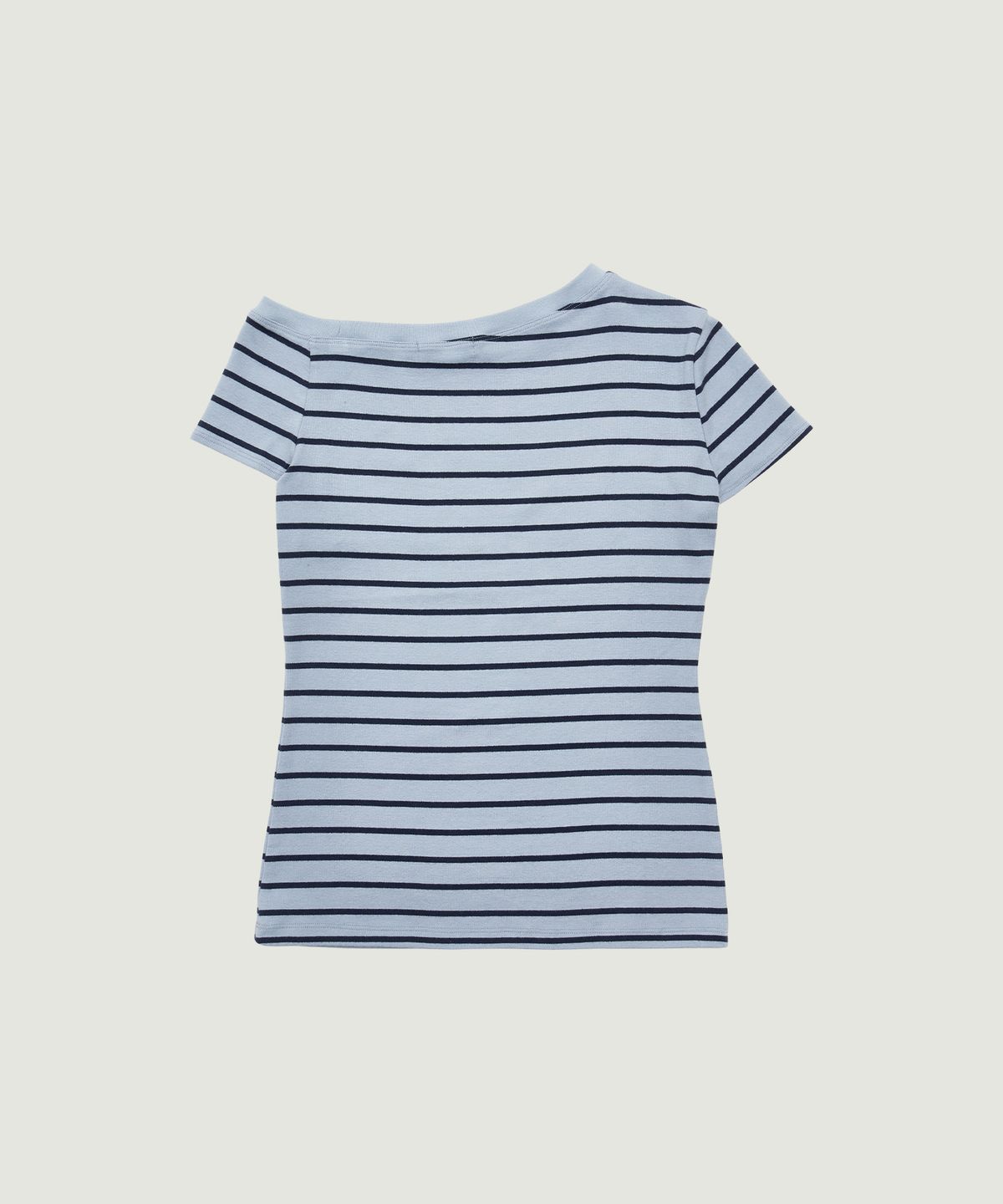 그로브(GROVE) SERA STRIPE OFF-SHOULDER T-SHIRT (BLUE)