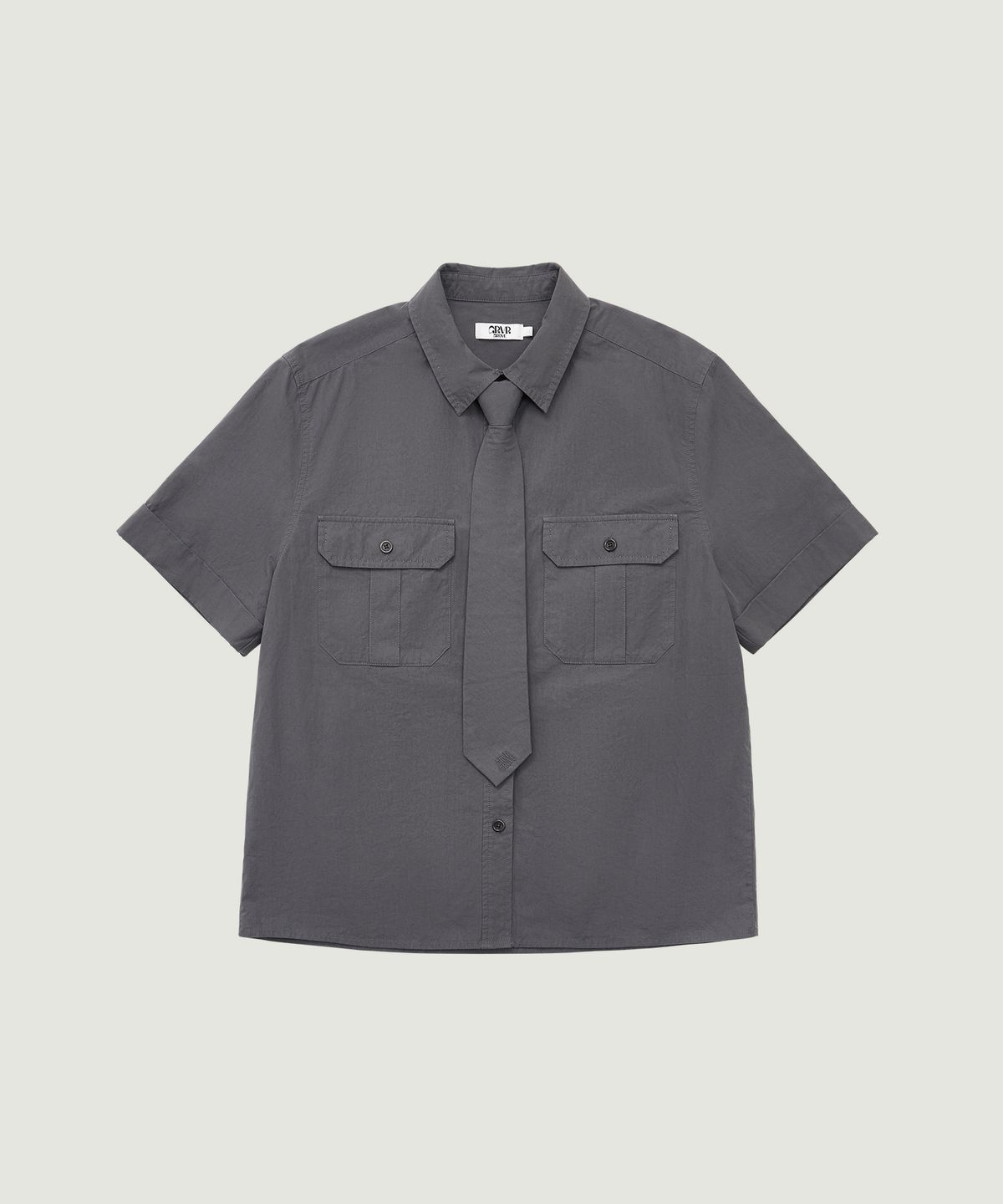 그로브(GROVE) MANON TIE SHIRT (CHARCOAL)