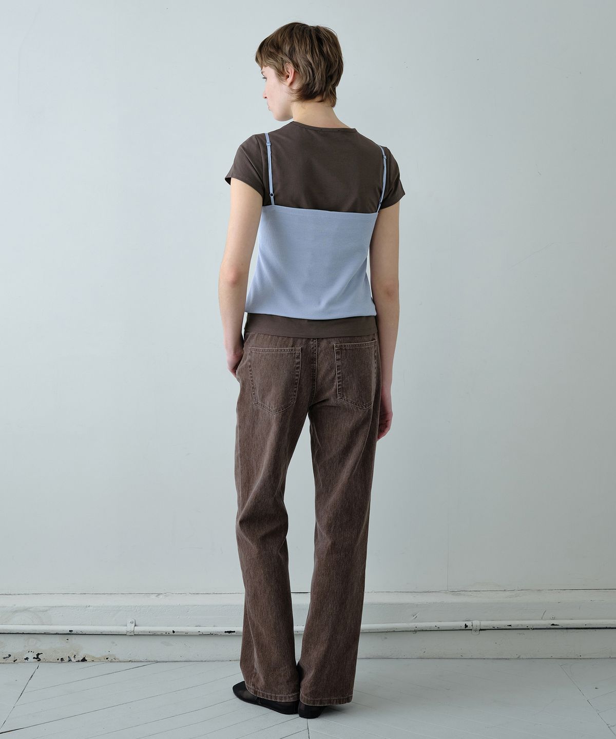 시메트릭 퍼센트(SYMMETRICPERCENT) Lace Layered Two-Way Top / Brown