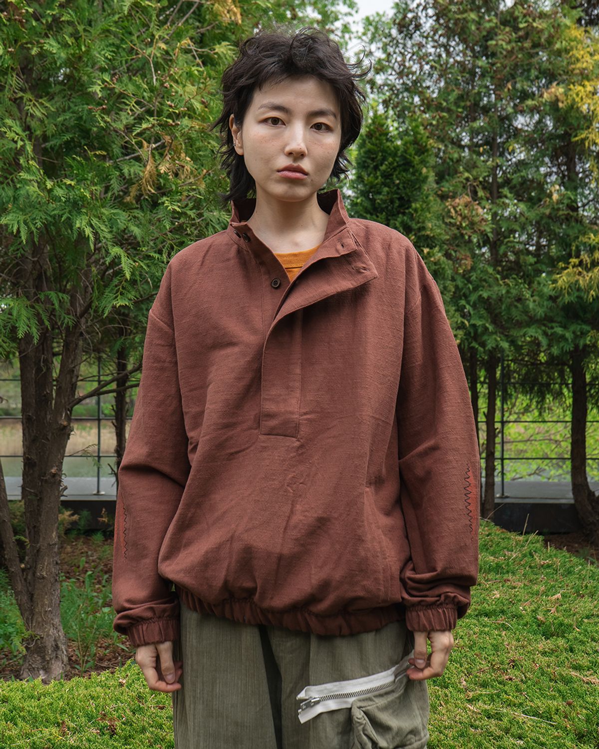 카락터(KARACTOR) Pullover work shirt / Brick