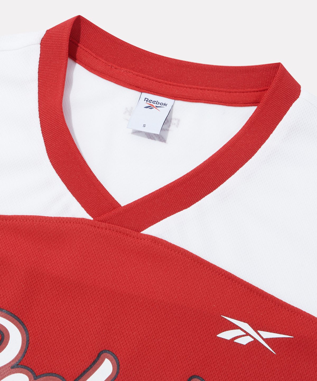 리복(REEBOK) 어센틱 로고 컬러블록 반팔티 (W) - 레드
