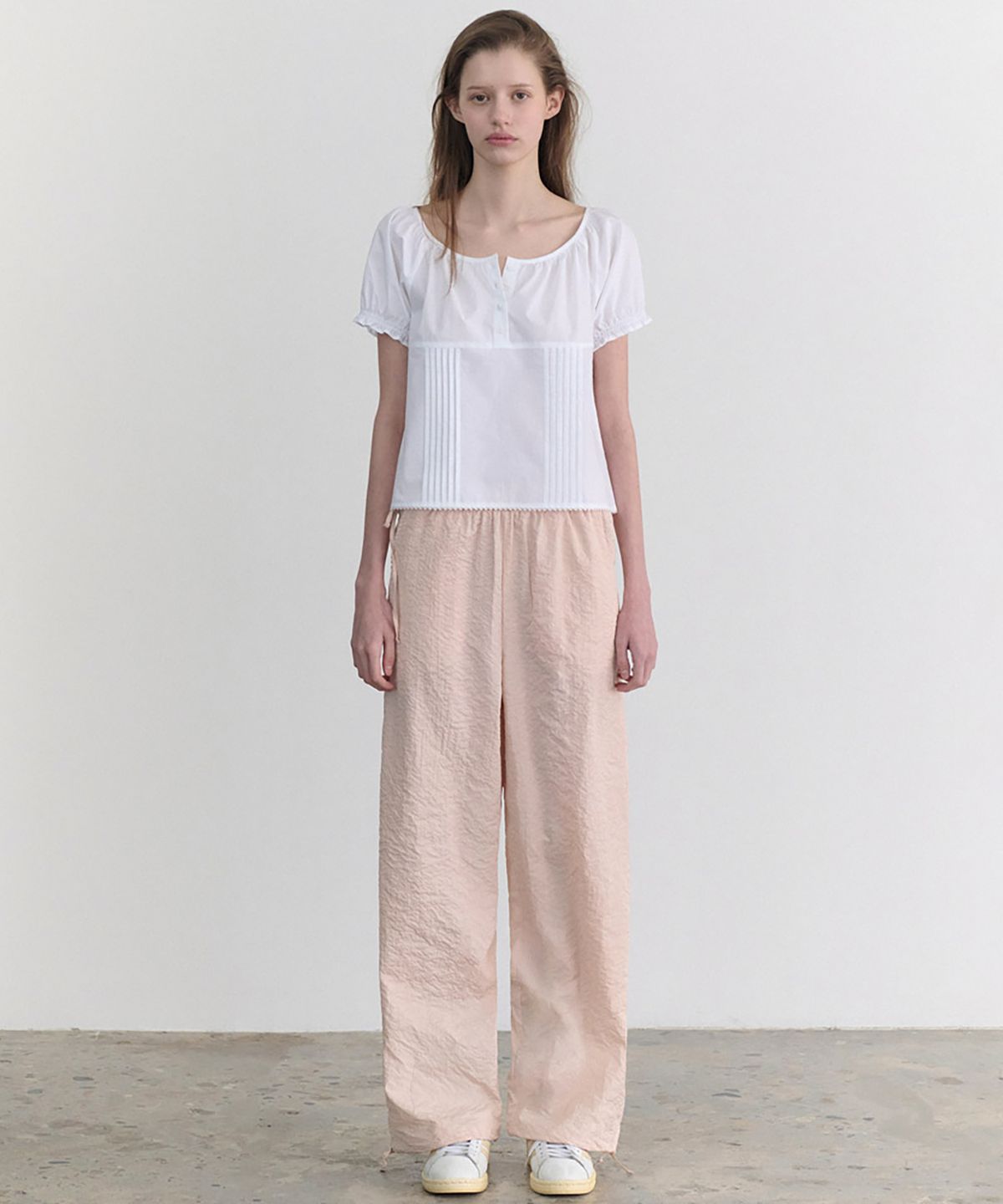 앤니즈(ANDNEEDS) Mellow side string pants (peach)