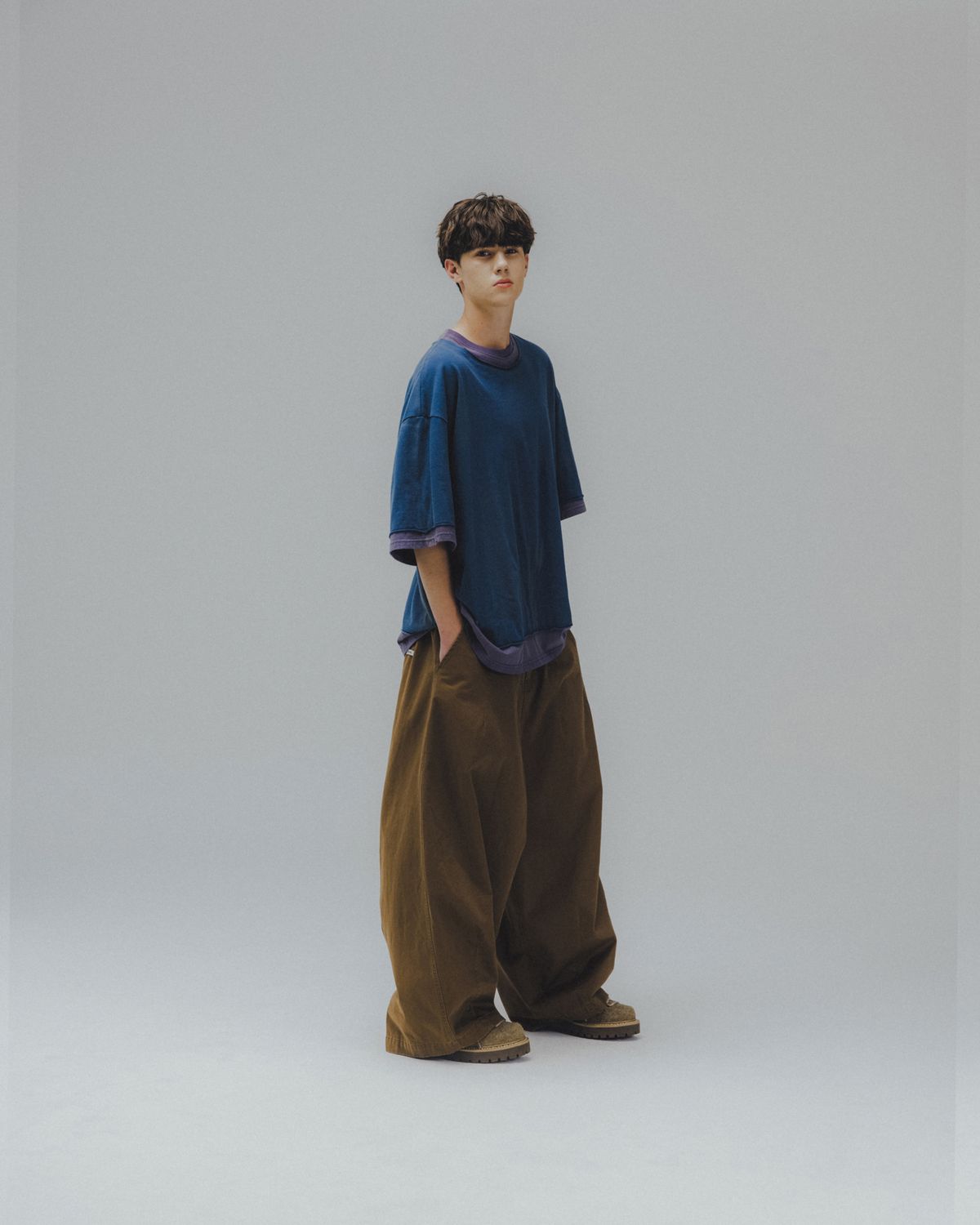 앵글런(ANGLAN) Washed Balloon Pants - Brown