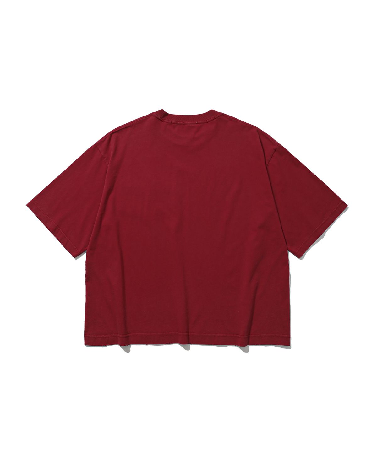 앵글런(ANGLAN) Washed Wide Pocket Crop Tee - Red