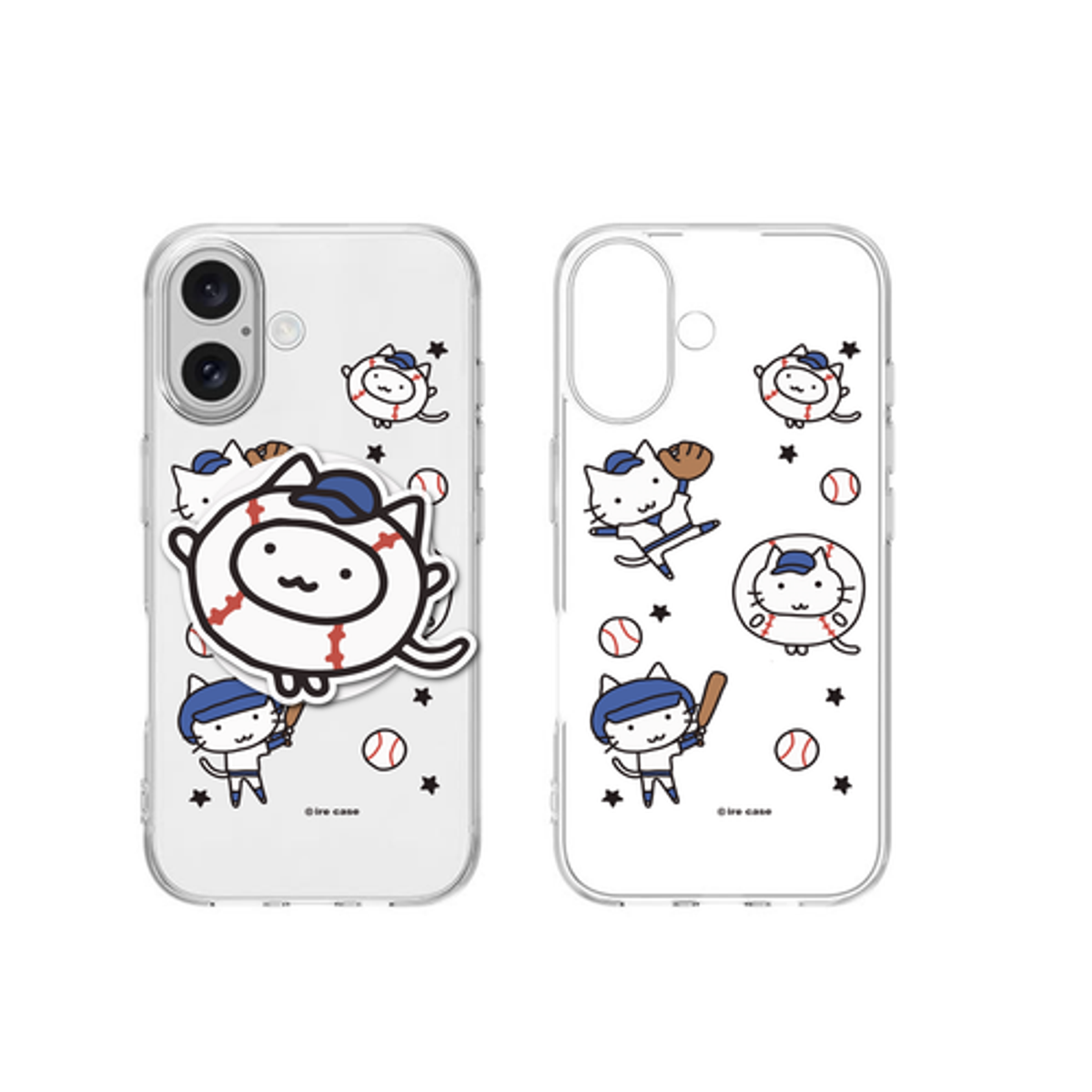 이레케이스앤굿즈(IRECASEGOODS) [맥세이프톡+투명젤리] 야구캣 아이폰 갤럭시 투명젤리케이스