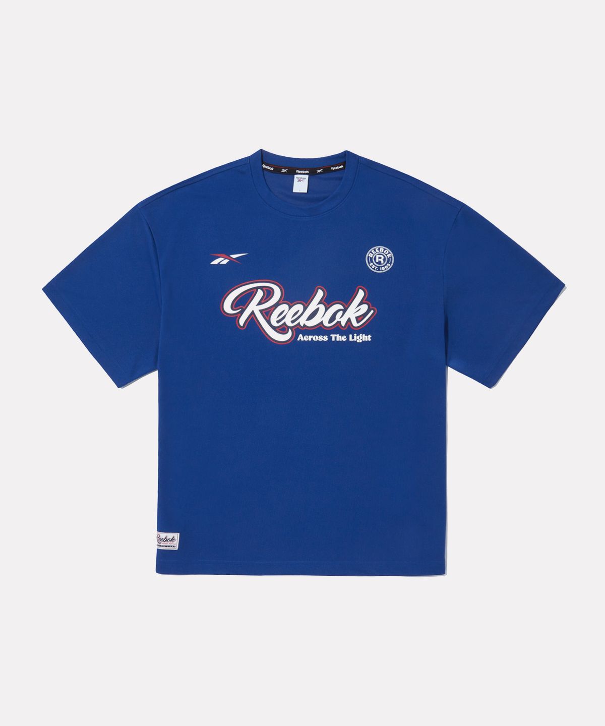 리복(REEBOK) 어센틱 로고 쿨링 반팔티 - 블루