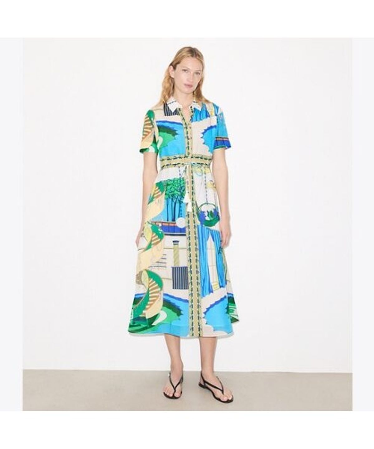 토리버치(TORYBURCH) 프린티드 셔츠 드레스 - 더 풀 블루