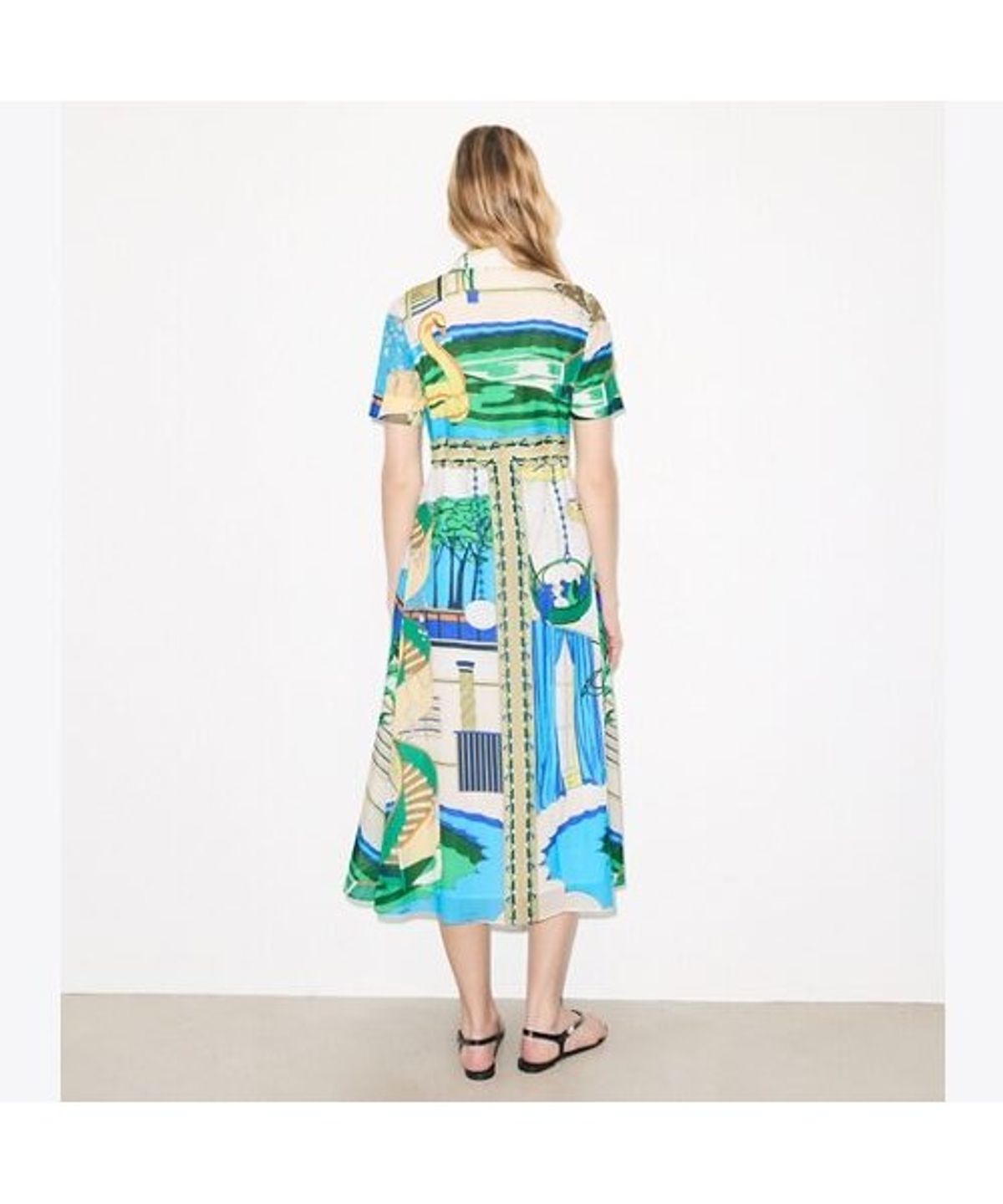 토리버치(TORYBURCH) 프린티드 셔츠 드레스 - 더 풀 블루