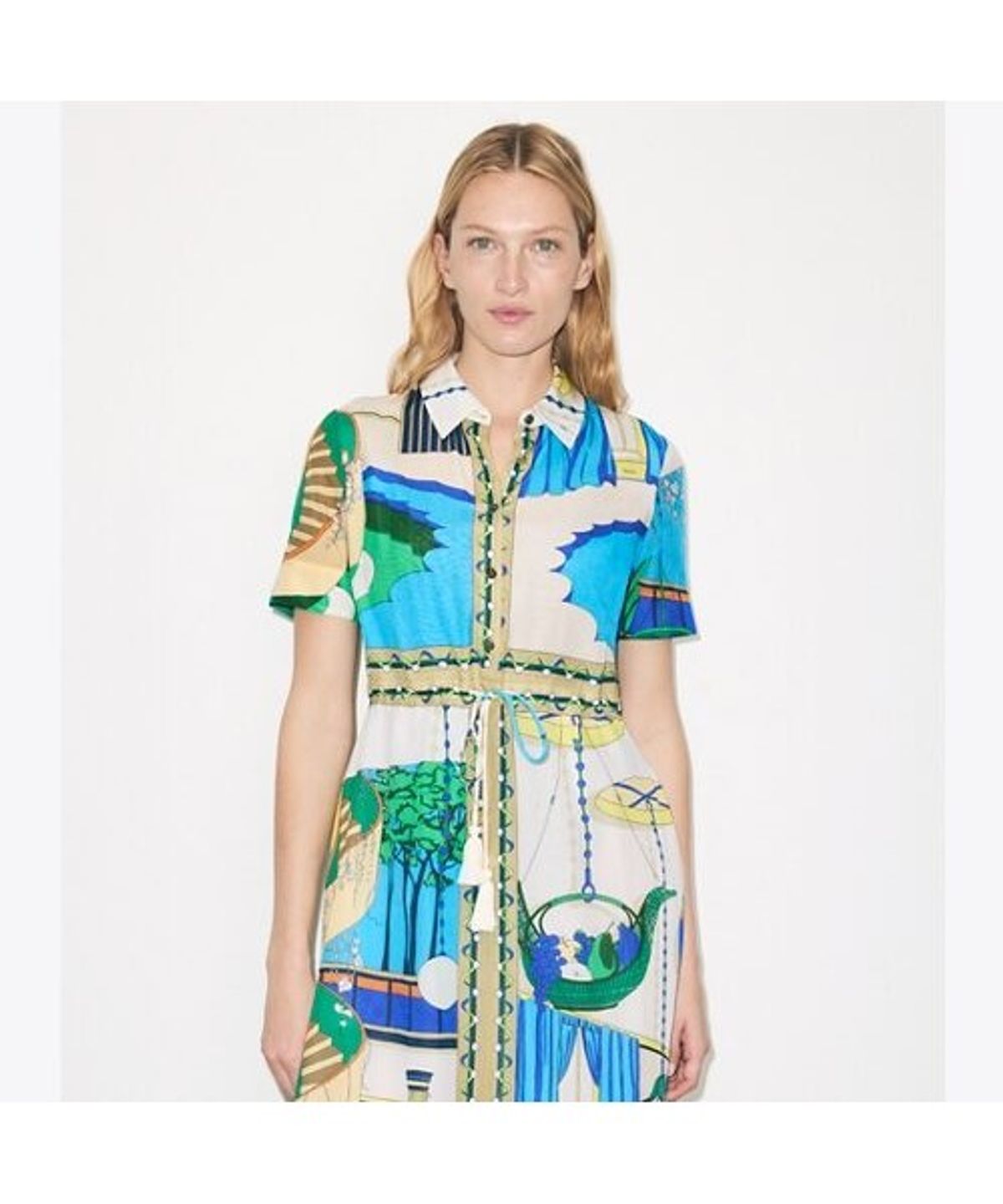 토리버치(TORYBURCH) 프린티드 셔츠 드레스 - 더 풀 블루