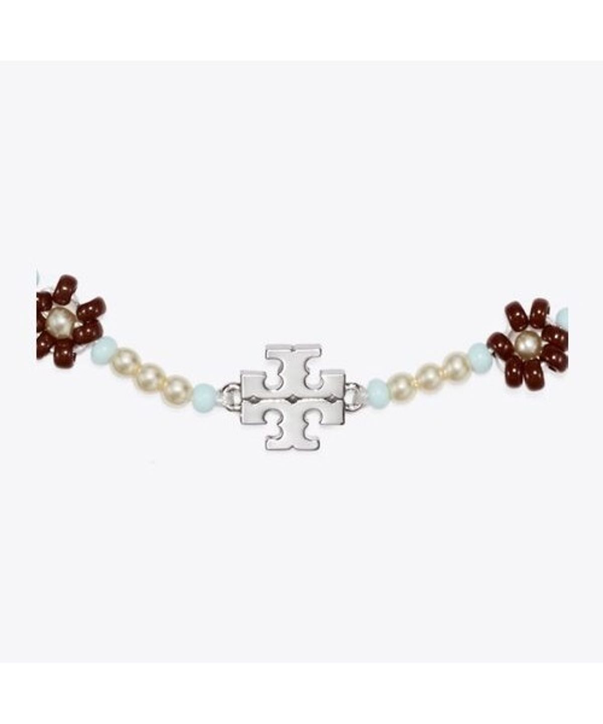 토리버치(TORYBURCH) 큐리오시티 비디드 플라워 브레이슬릿 - 다크 브라운