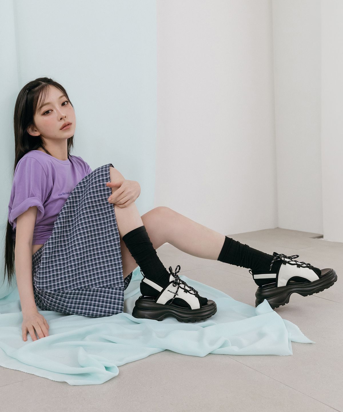 마크모크(MAC MOC) Neo 네오 플랫폼 캐쥬얼 네오플랜 레이스업 자수 샌들_2colors (7cm)