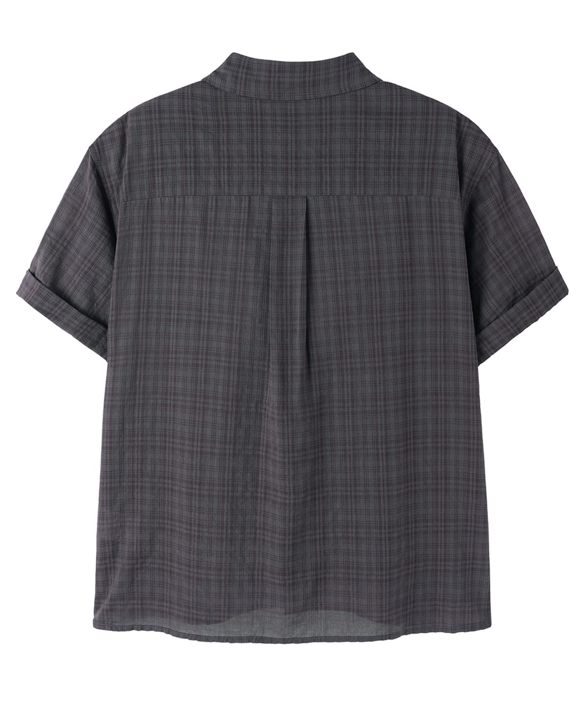 오픈야드(오와이)(OPENYARD(OY)) CHECK ROLL-UP CROP S/S SHIRTS - PORPOISE GREY
