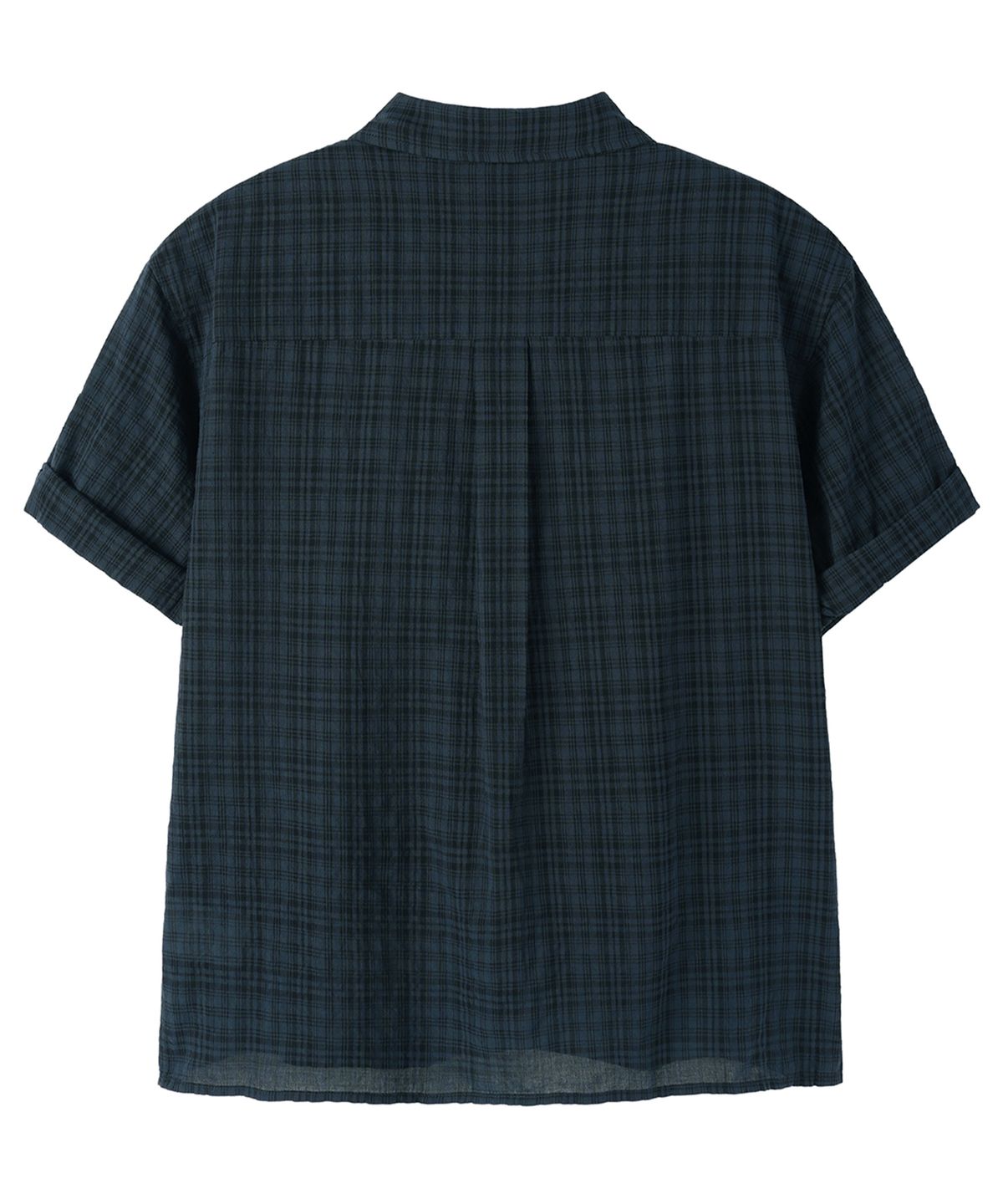 오픈야드(오와이)(OPENYARD(OY)) CHECK ROLL-UP CROP S/S SHIRTS - NAVY