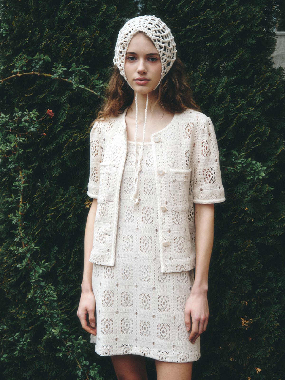 르니나(LENINA) ALLEN puff sleeve crochet jacket_BEIGE