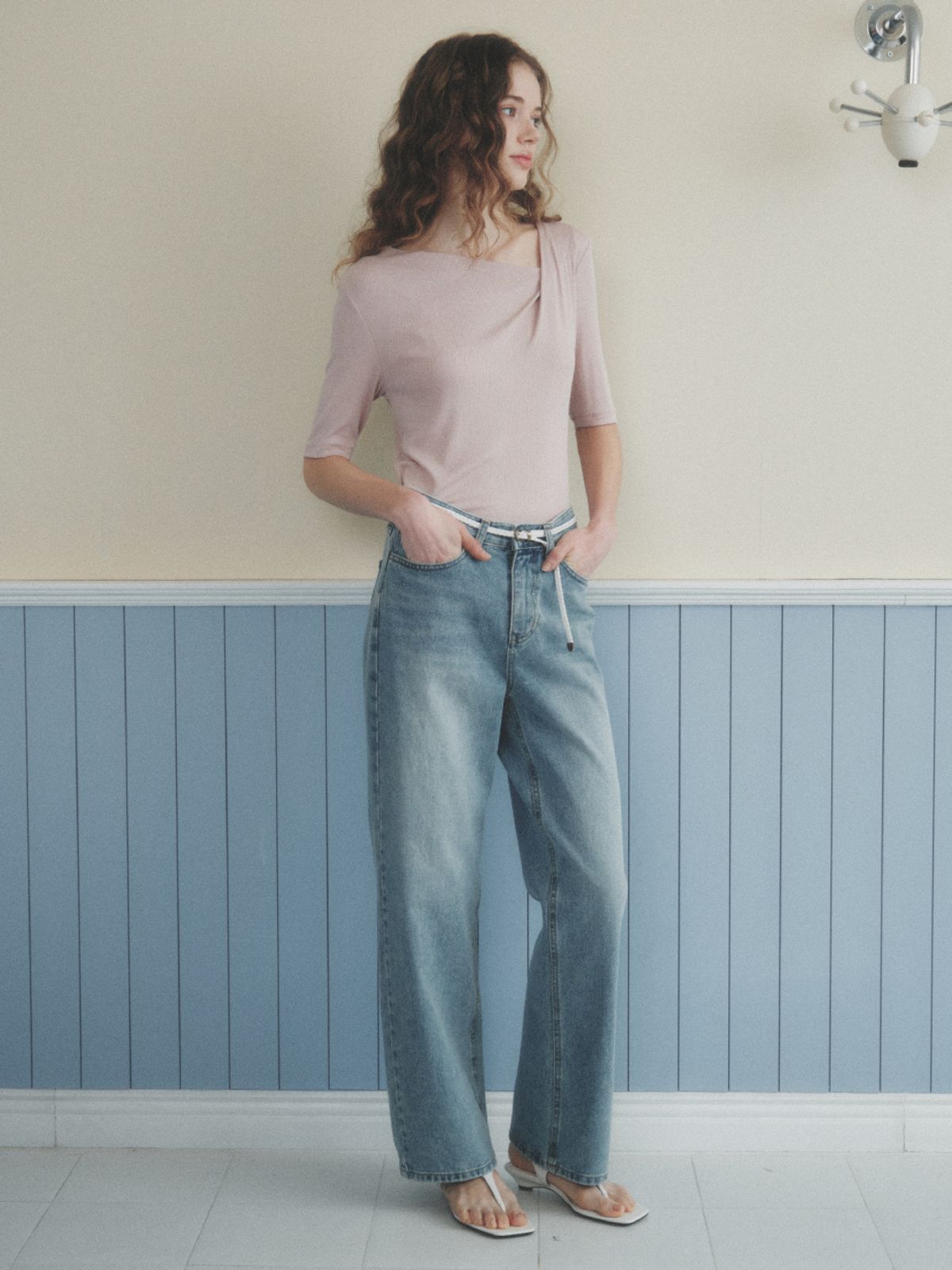 르니나(LENINA) LOREN drape neck t-shirt_PINK