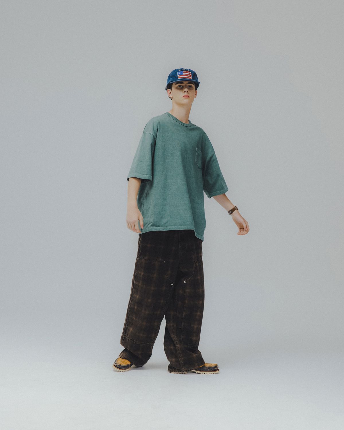 앵글런(ANGLAN) Essential Pocket Half Tee - Green