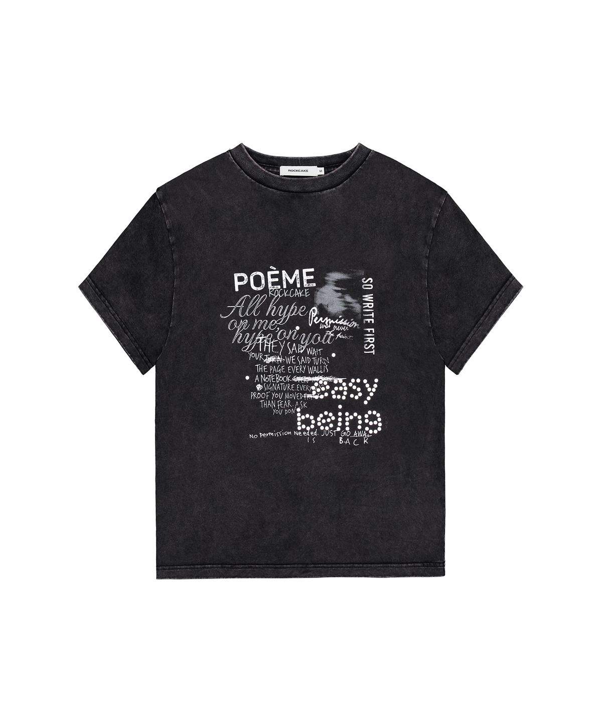 락케이크(ROCKCAKE) Poeme Hotfix Printed Top - Black
