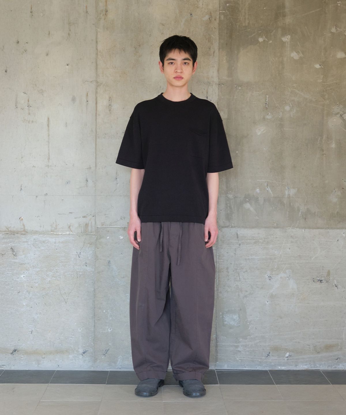 홀리선(HORLISUN) Elm Short Knit Pullover Shirt Black