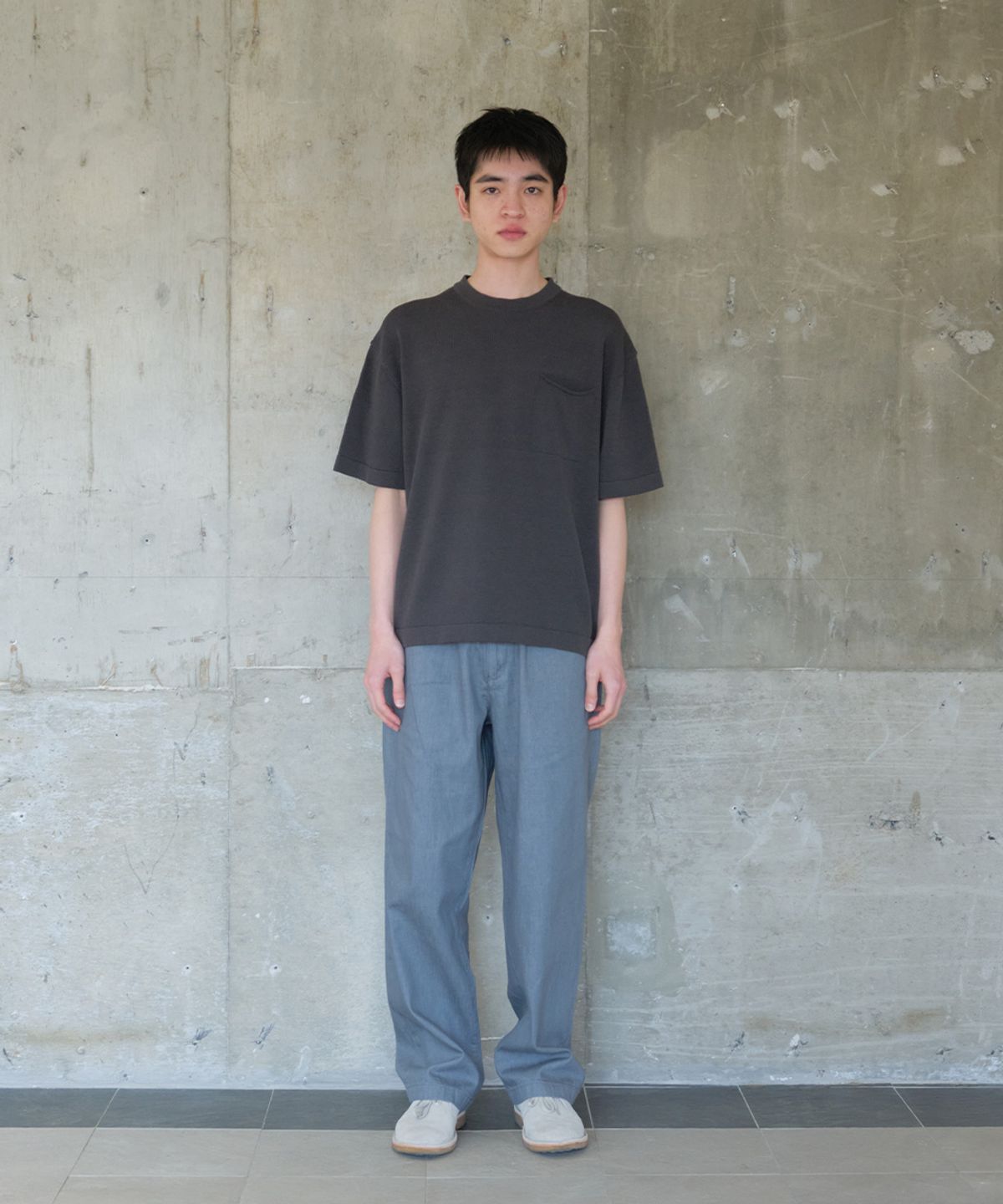 홀리선(HORLISUN) Elm Short Knit Pullover Shirt Dark Charcoal