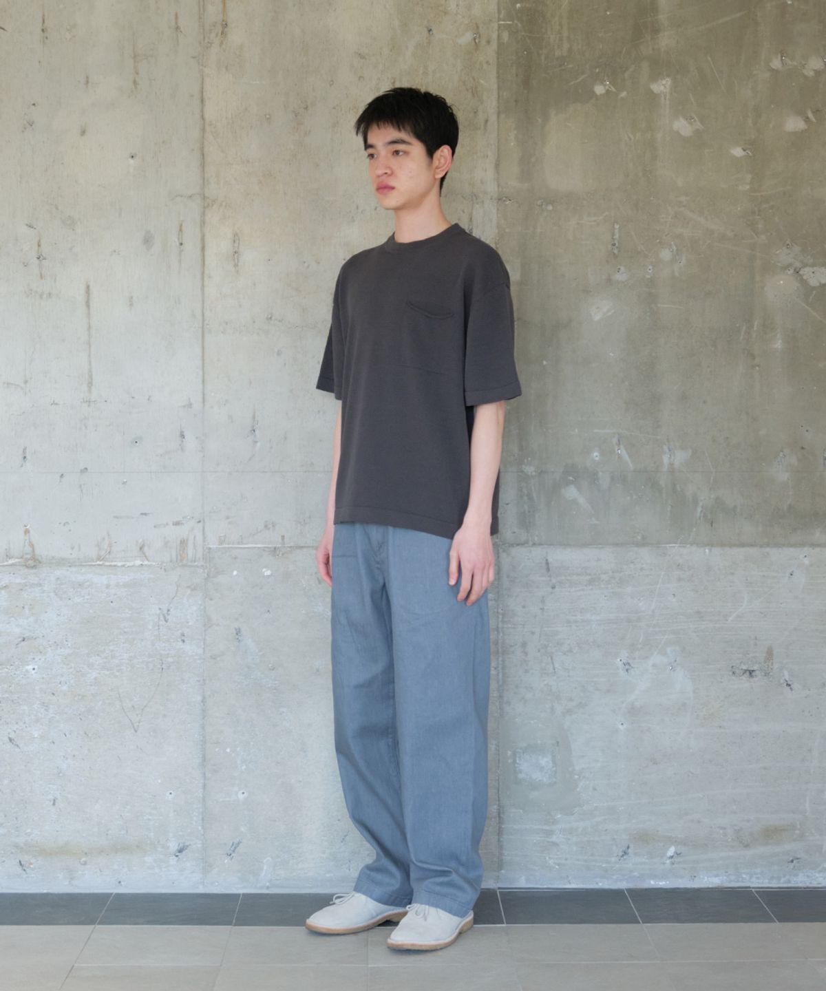 홀리선(HORLISUN) Elm Short Knit Pullover Shirt Dark Charcoal