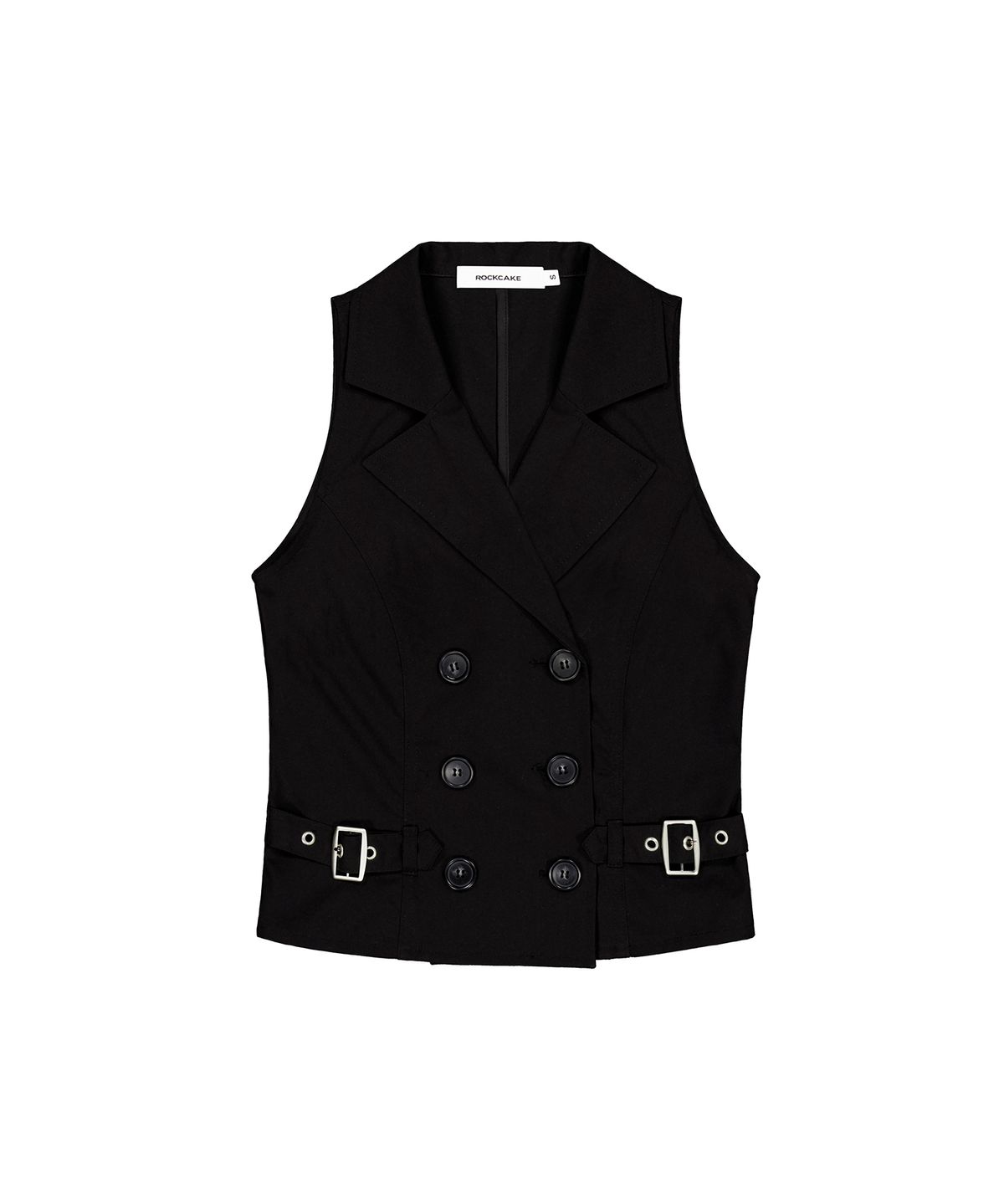 락케이크(ROCKCAKE) Double Button Halter Vest - Black