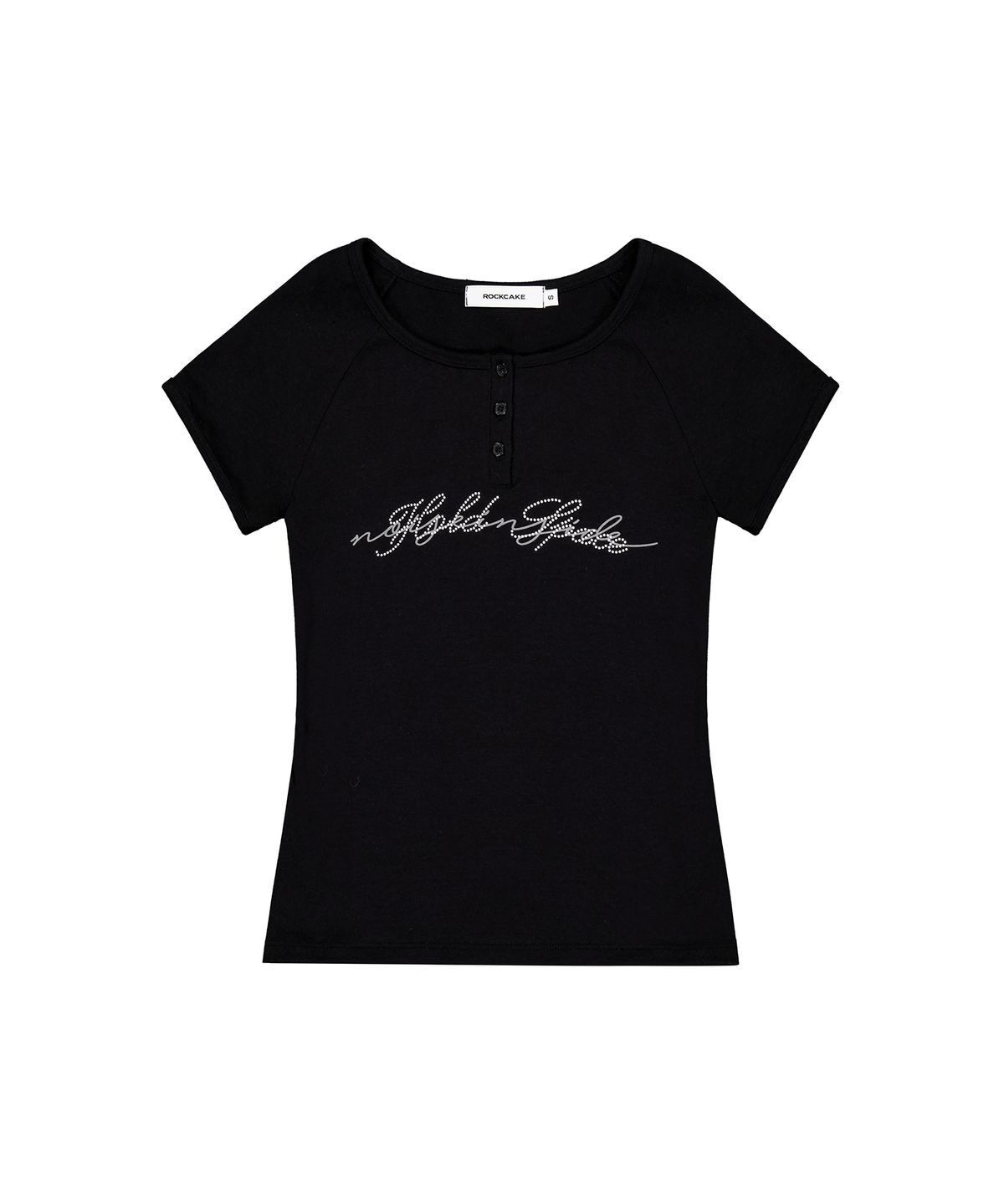 락케이크(ROCKCAKE) Raglan Henly Neck Top - Black