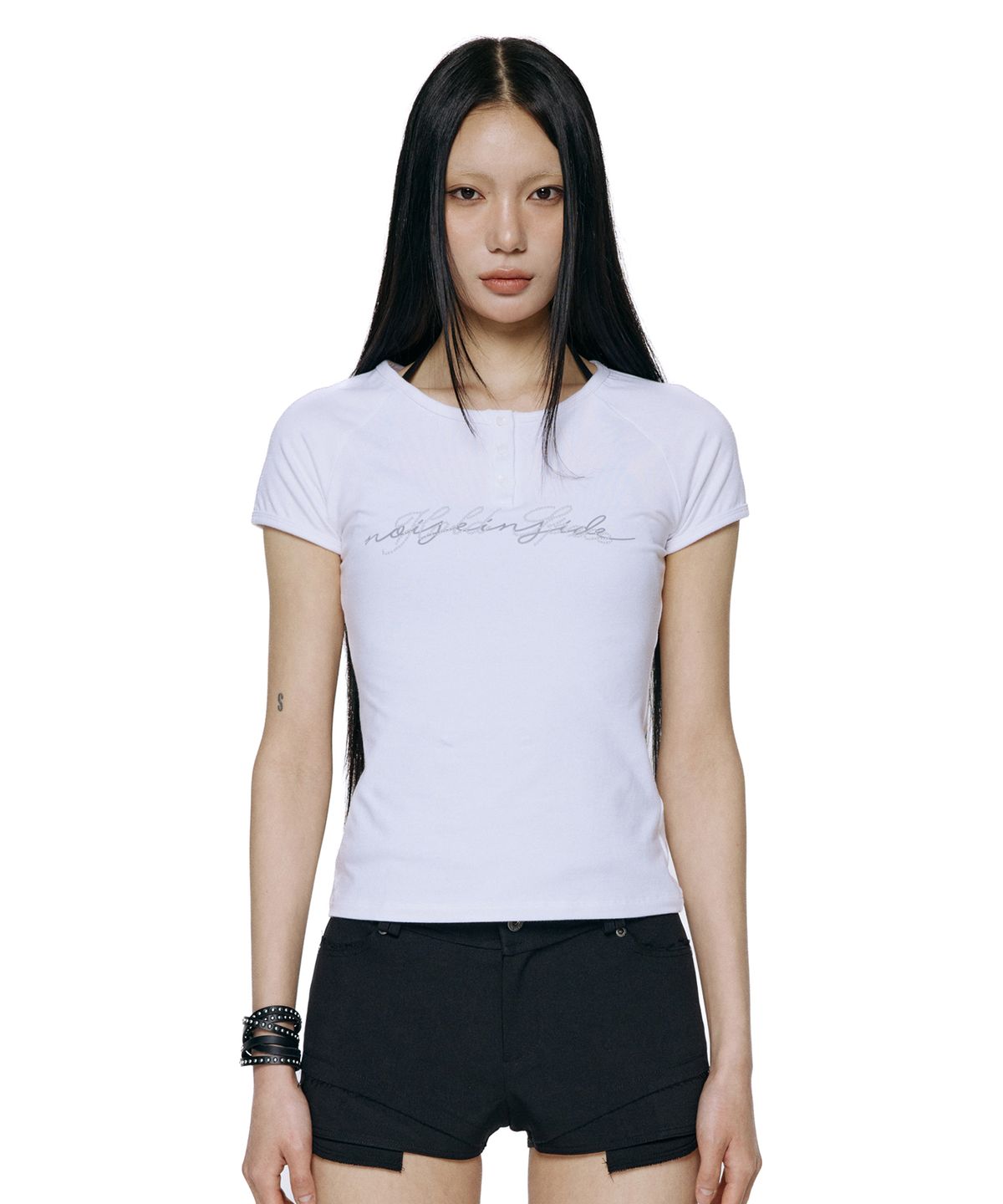 락케이크(ROCKCAKE) Raglan Henly Neck Top - White