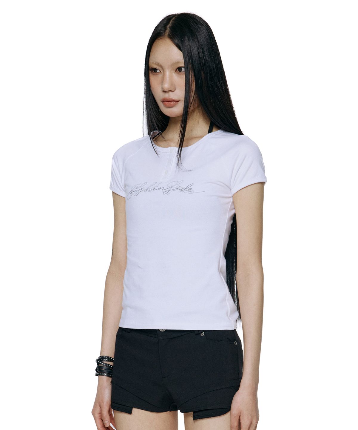 락케이크(ROCKCAKE) Raglan Henly Neck Top - White
