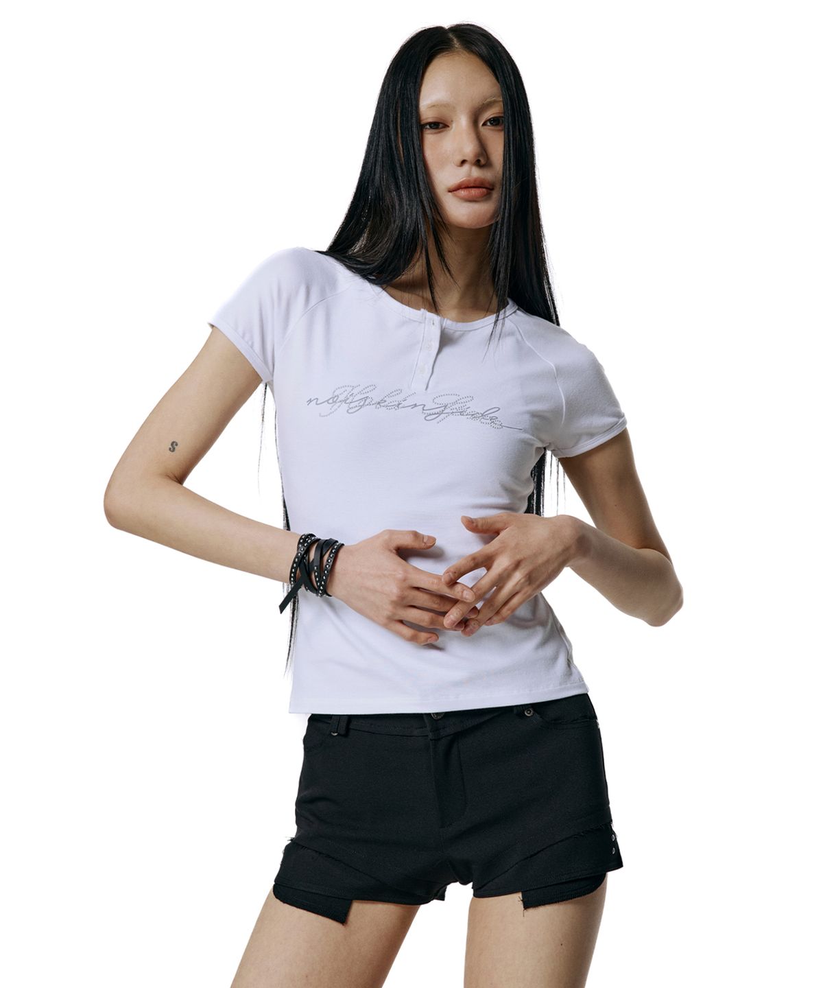 락케이크(ROCKCAKE) Raglan Henly Neck Top - White
