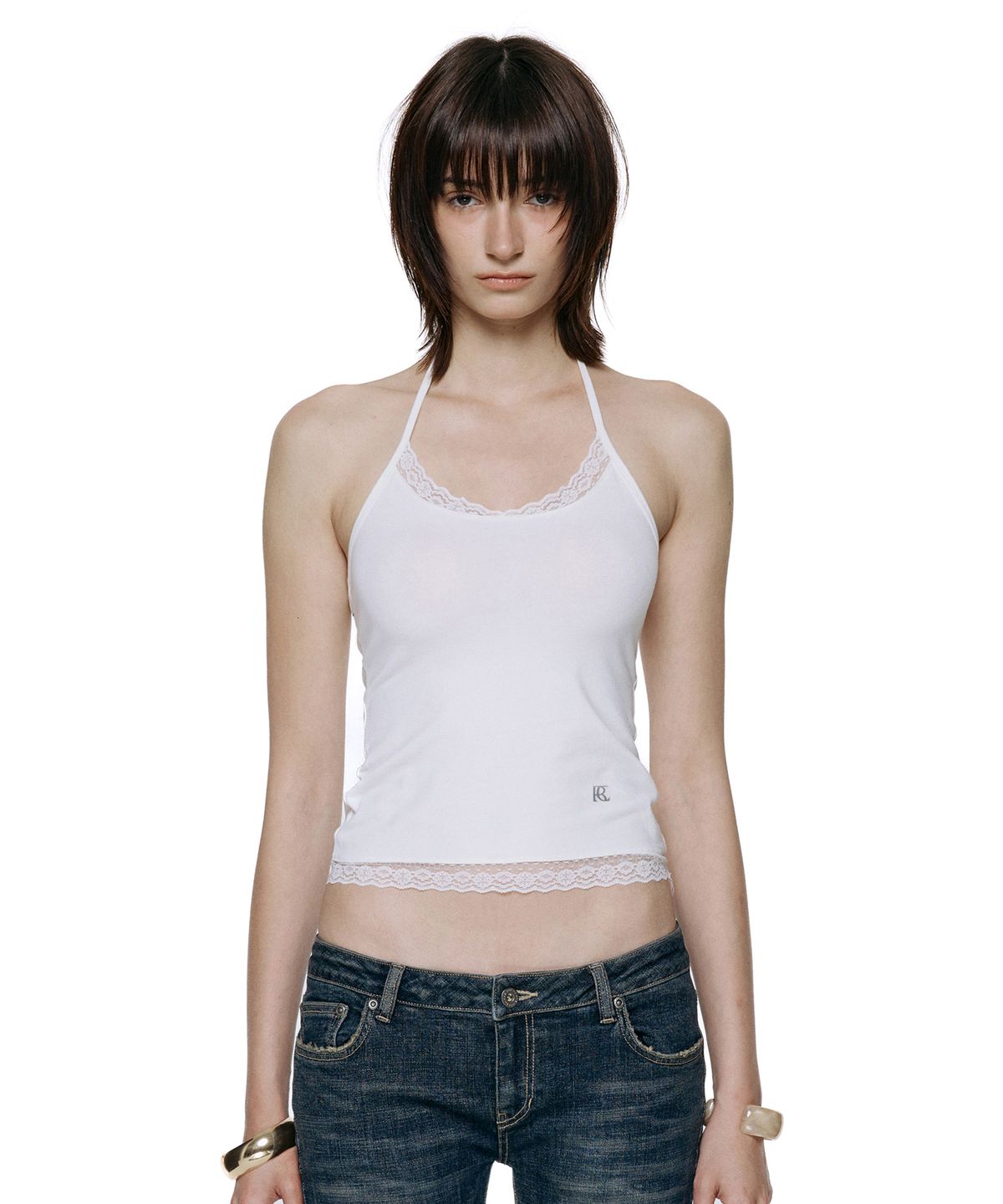 락케이크(ROCKCAKE) Lace Halter Sleeveless - White
