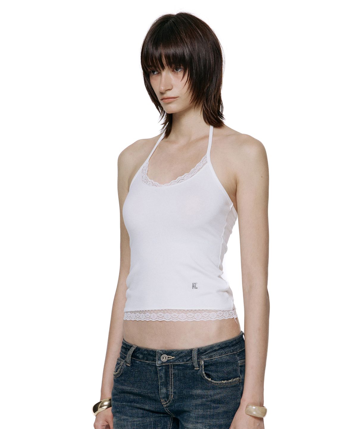 락케이크(ROCKCAKE) Lace Halter Sleeveless - White