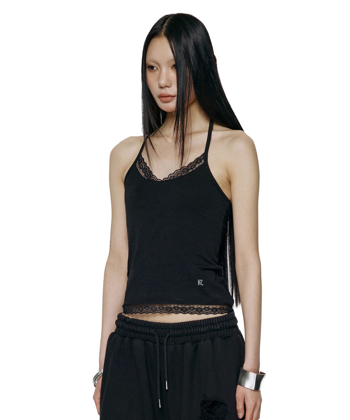 락케이크(ROCKCAKE) Lace Halter Sleeveless - Black