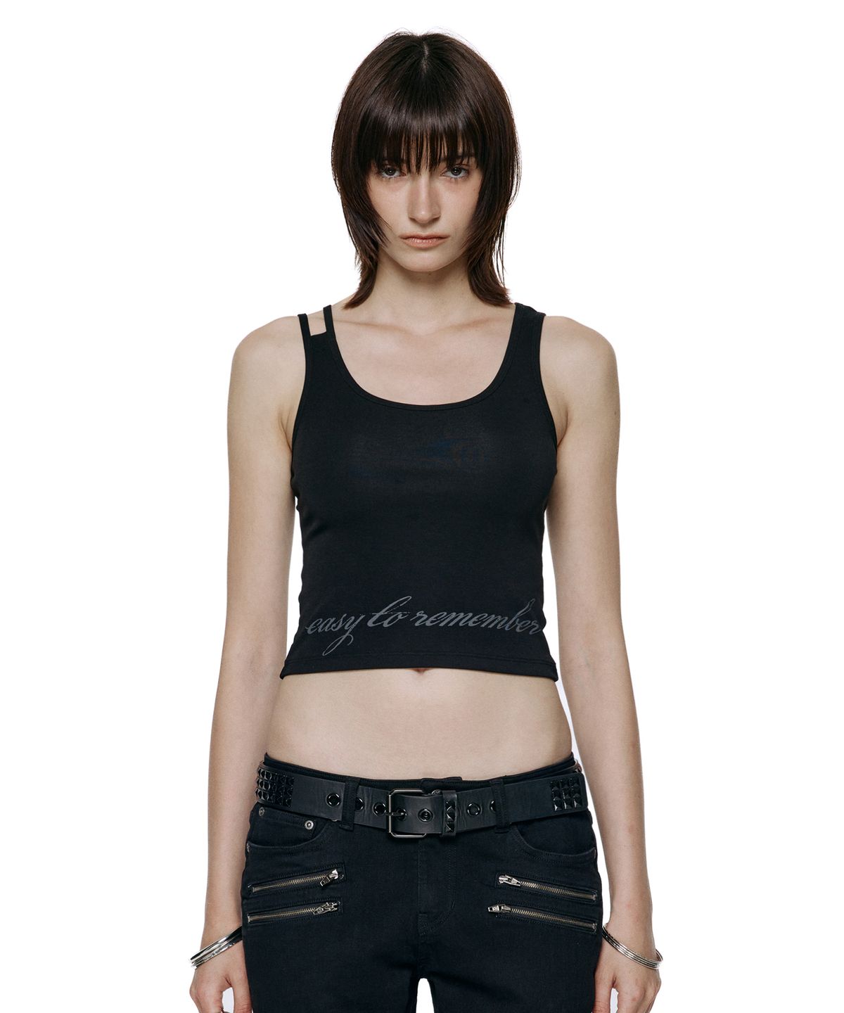 락케이크(ROCKCAKE) Back Line Strap Sleeveless - Black