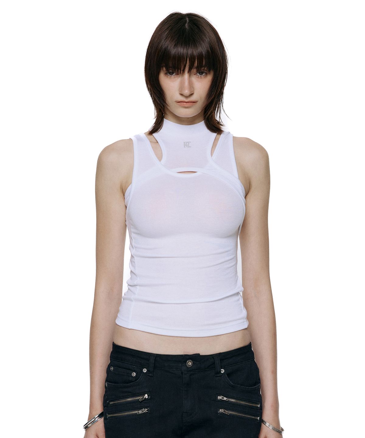 락케이크(ROCKCAKE) Overlap Tank Sleeveless - White
