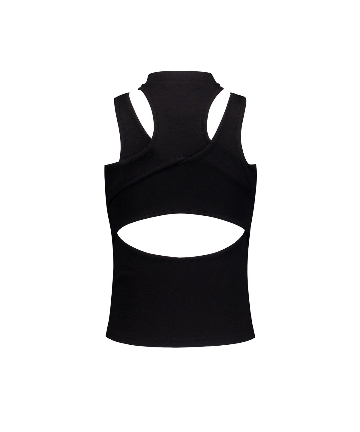 락케이크(ROCKCAKE) Overlap Tank Sleeveless - Black
