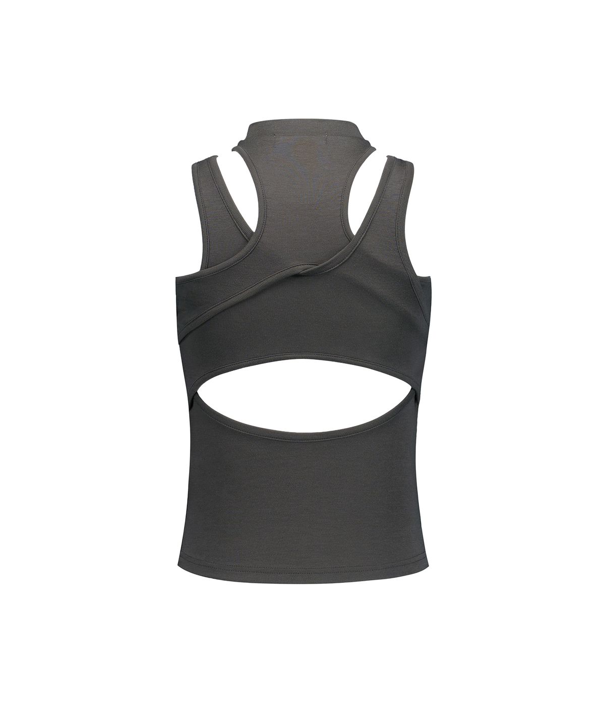 락케이크(ROCKCAKE) Overlap Tank Sleeveless - Charcoal