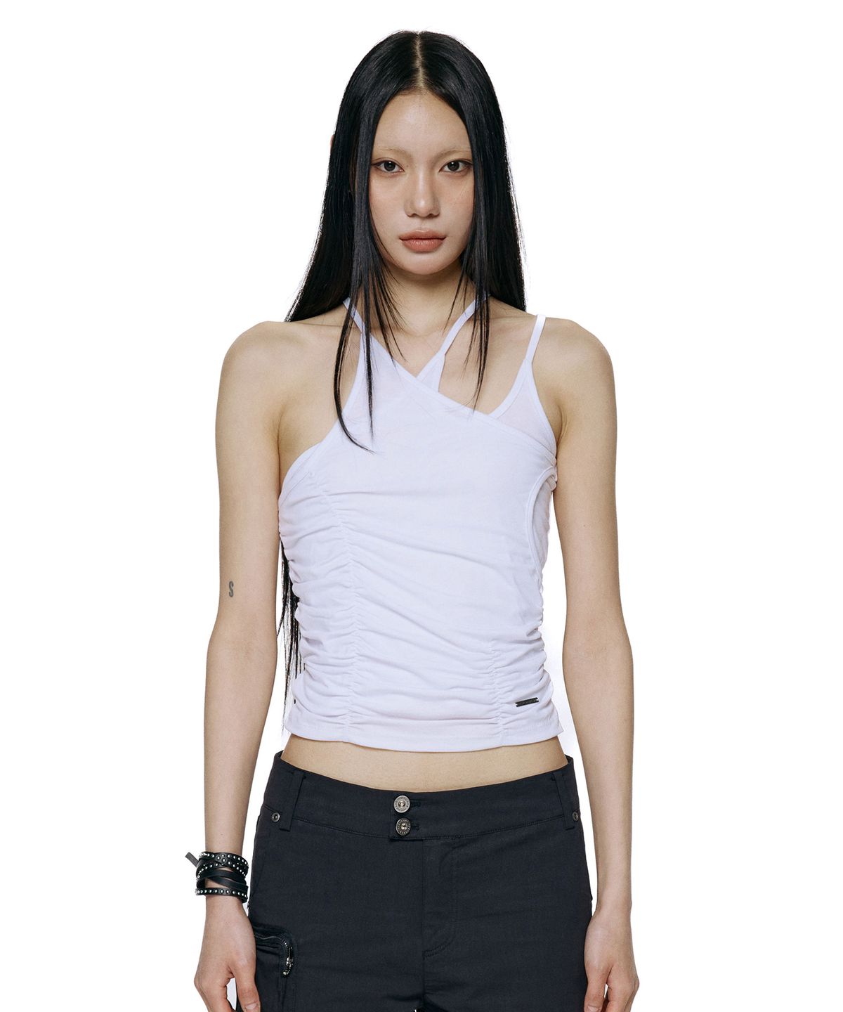 락케이크(ROCKCAKE) Overlap Shirring Sleeveless - White