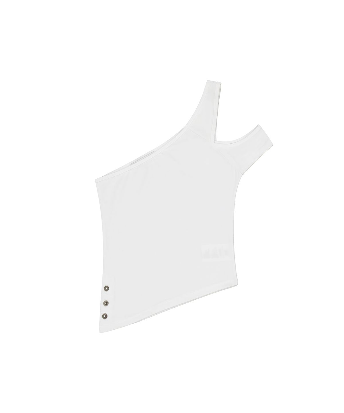 락케이크(ROCKCAKE) Slit Button Asymmetric Sleeveless - White