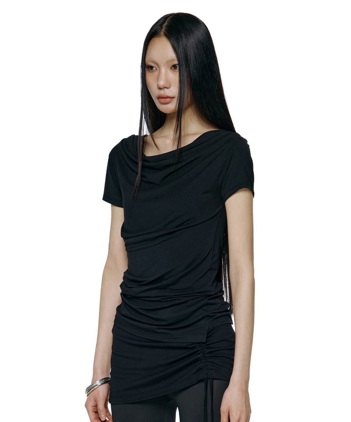 락케이크(ROCKCAKE) Drape Essential Top - Black