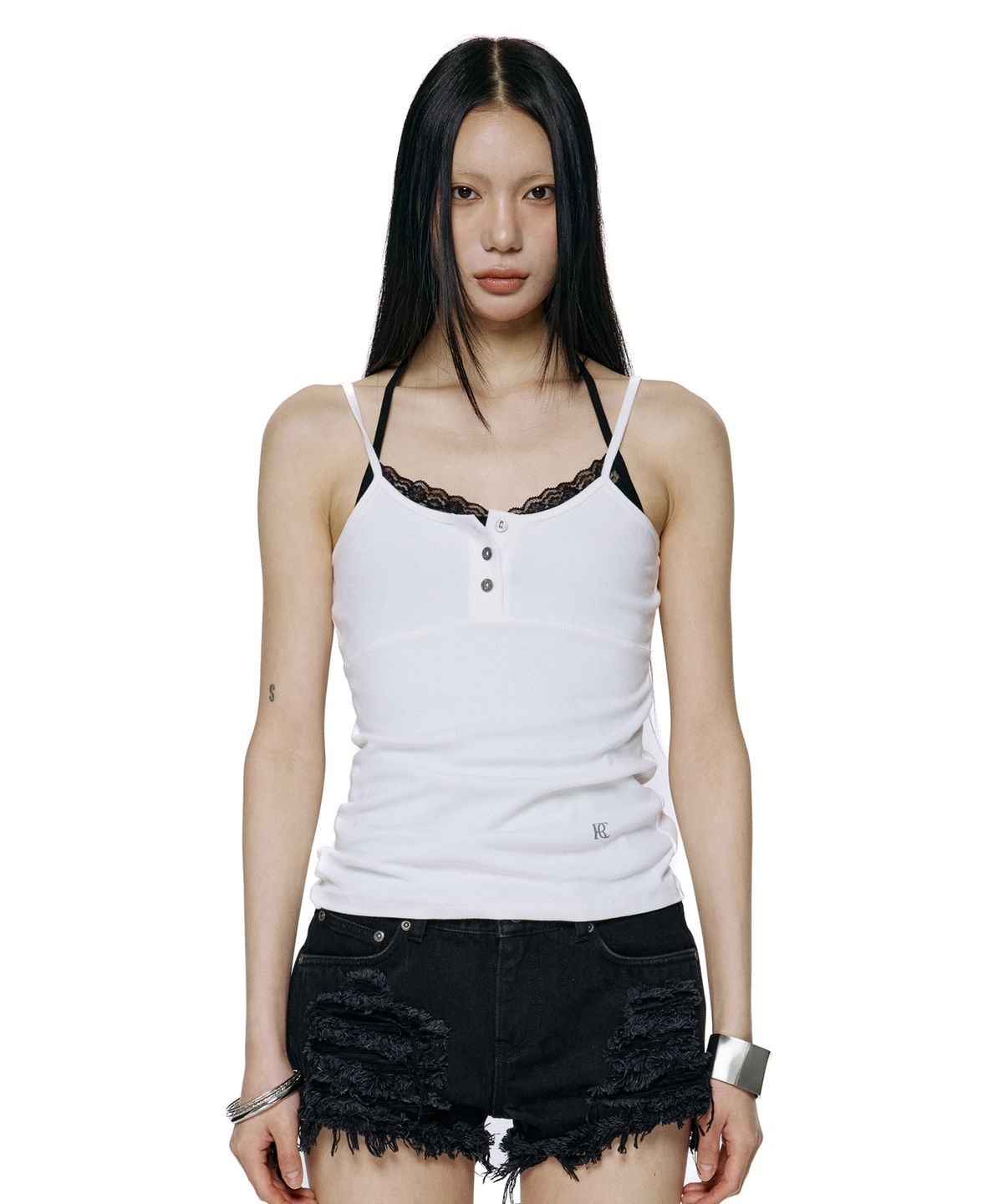 락케이크(ROCKCAKE) Contour Button Sleeveless - White
