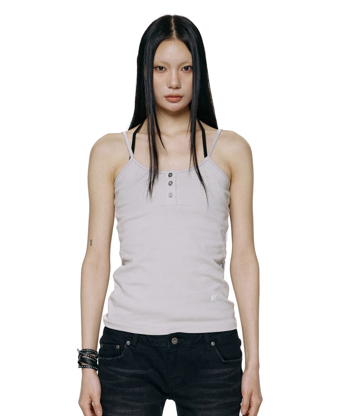 락케이크(ROCKCAKE) Contour Button Sleeveless - Light Gray