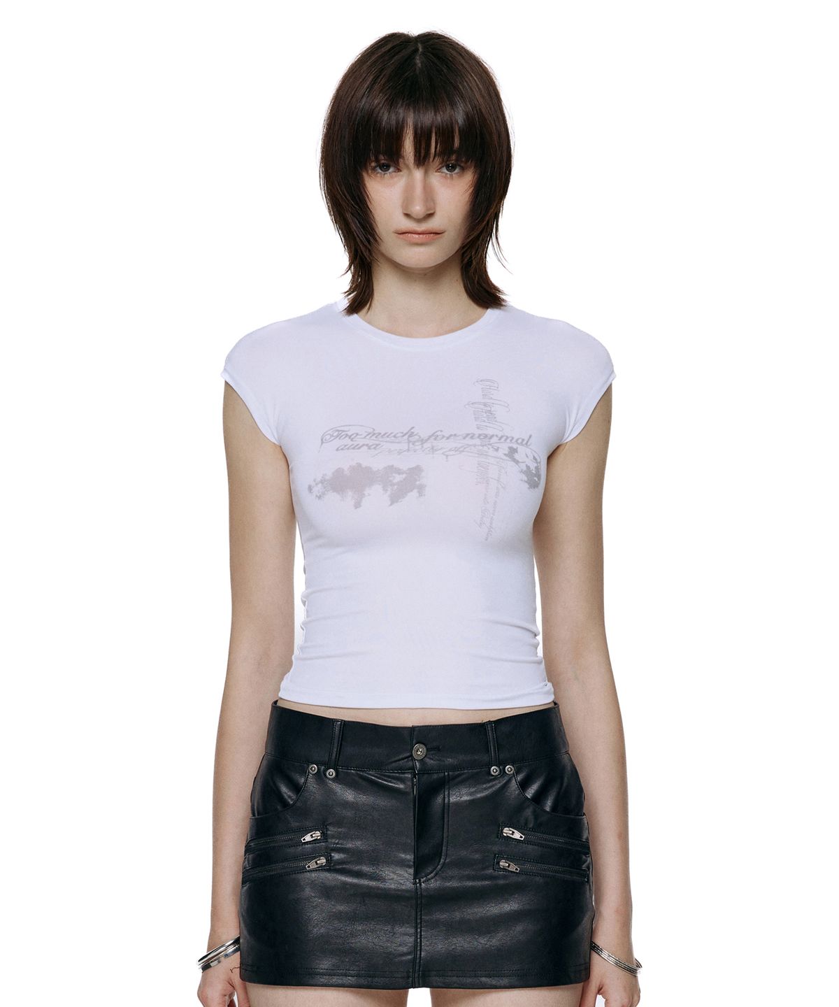 락케이크(ROCKCAKE) Aura Cap Sleeve Top - White