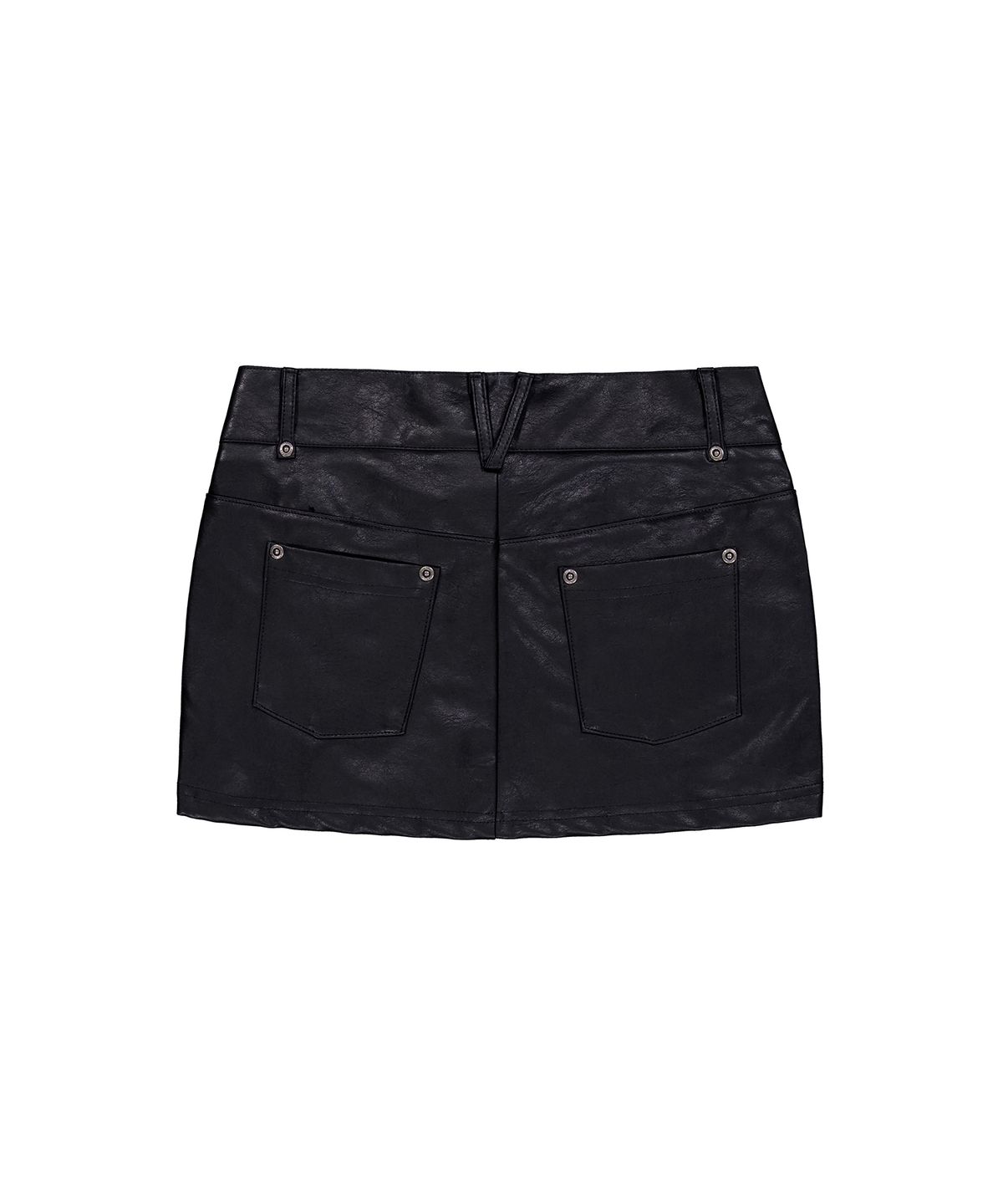 락케이크(ROCKCAKE) Leather Zipper Mini Skirt - Black