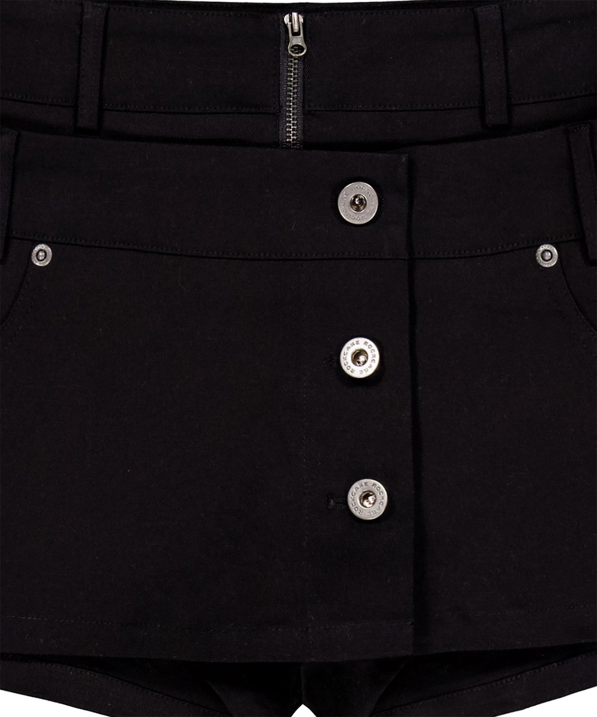 락케이크(ROCKCAKE) Front Button Wrap Skirt Shorts - Black