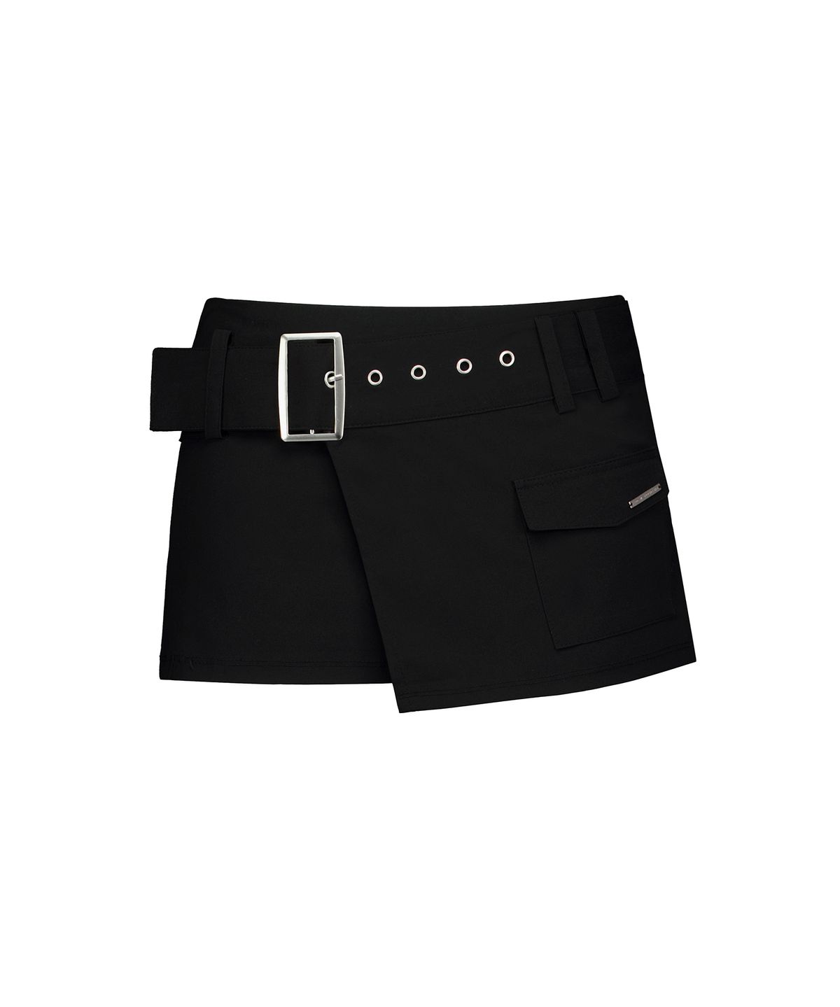 락케이크(ROCKCAKE) Wide Belt Wrap Skirt - Black