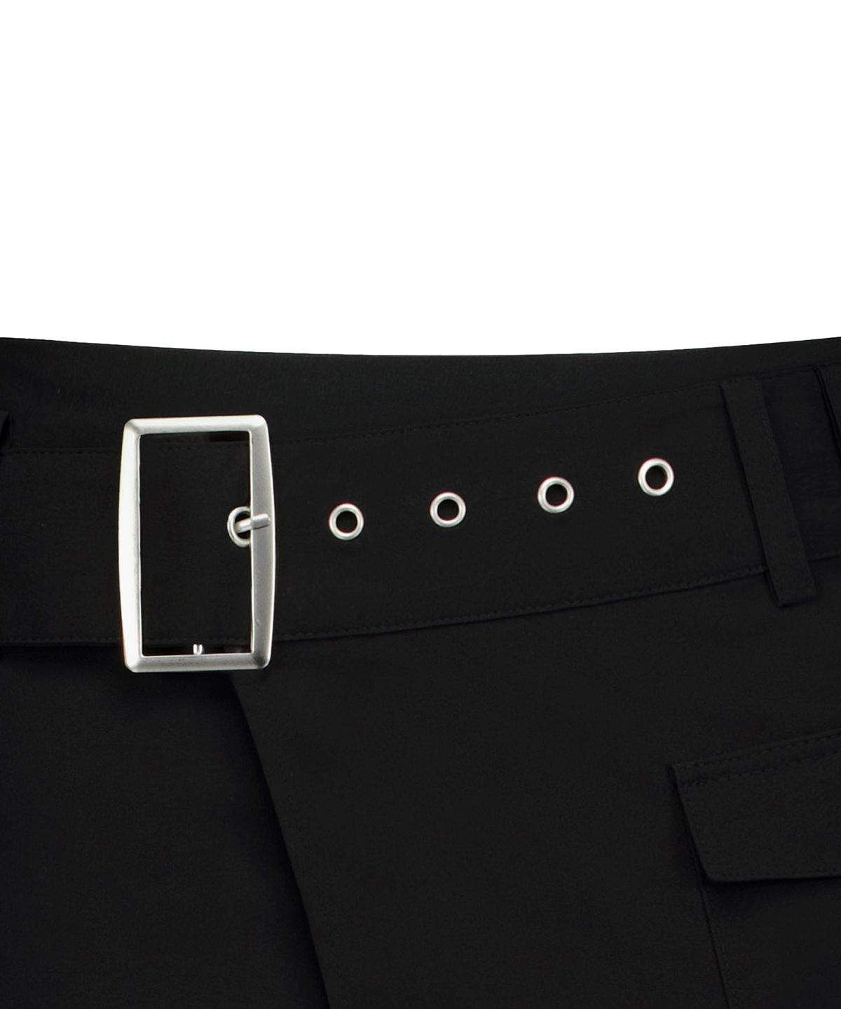 락케이크(ROCKCAKE) Wide Belt Wrap Skirt - Black